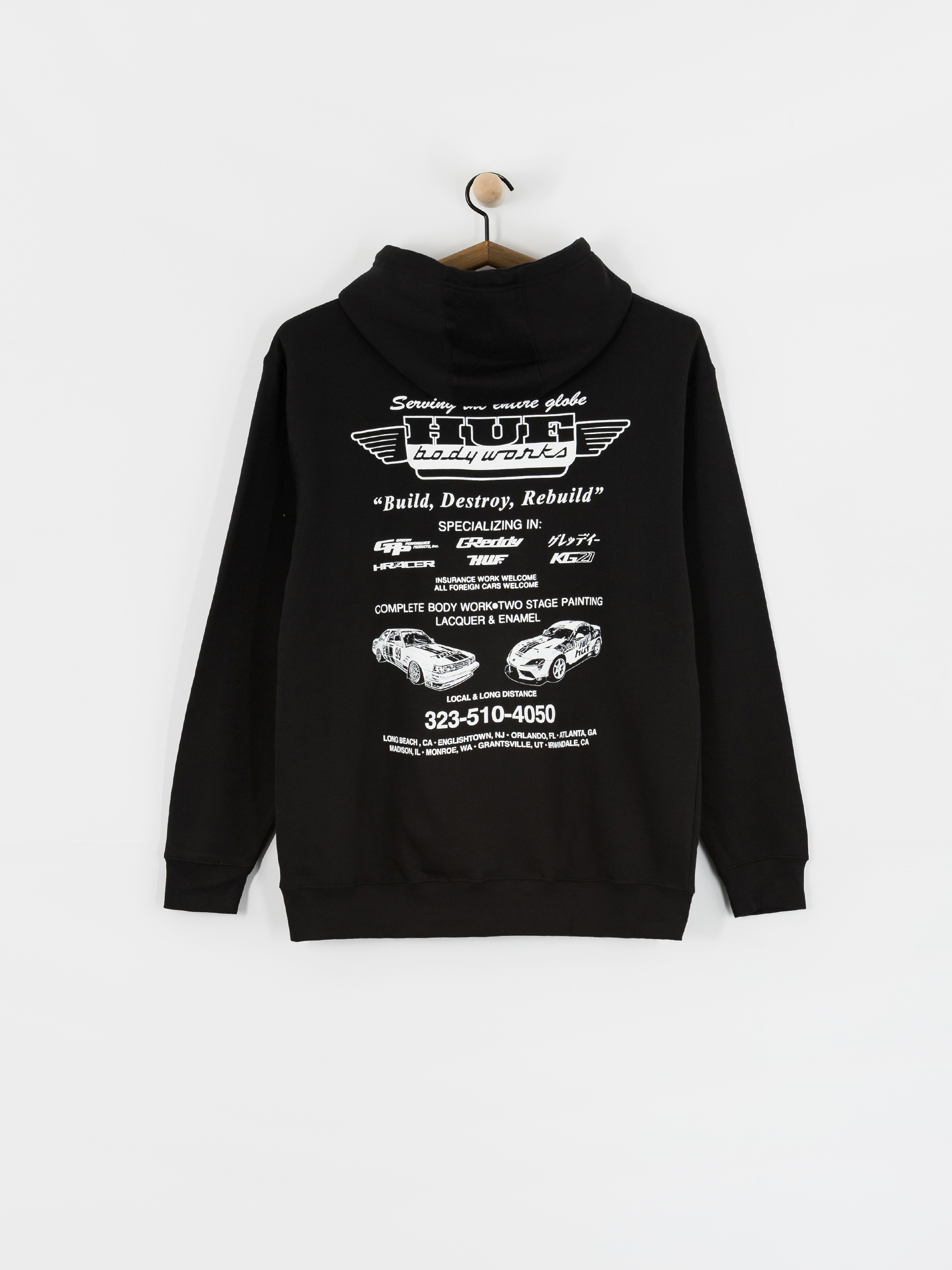 Hanorac cu glugă HUF X Greddy Body Works HD (black)