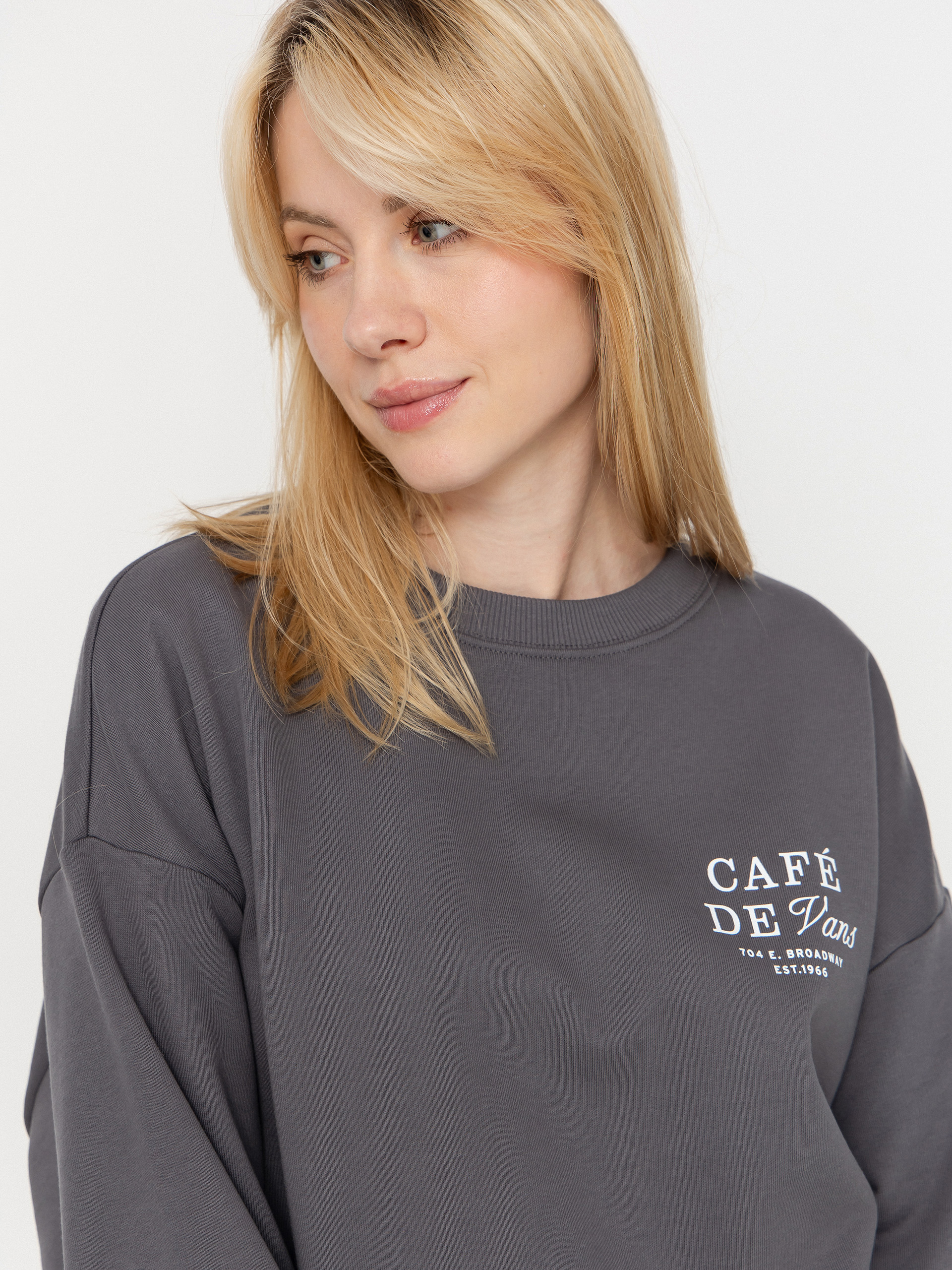 Hanorac cu glugă Vans Cafe Vans Os HD Wmn (mountain essentials asphalt)