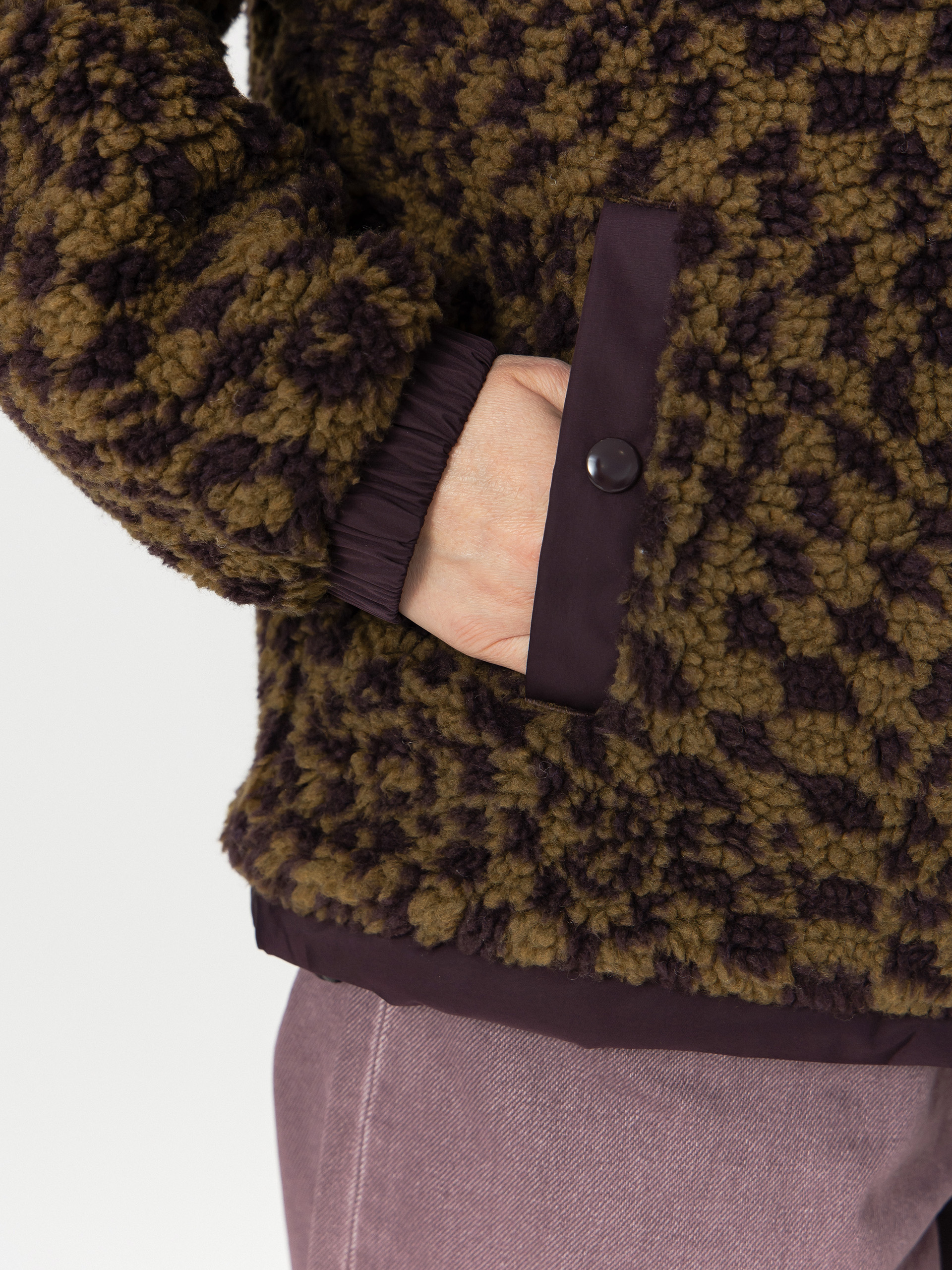 Palton Vans Suffolk Cheetah Check Pile Coat Wmn (dark port)