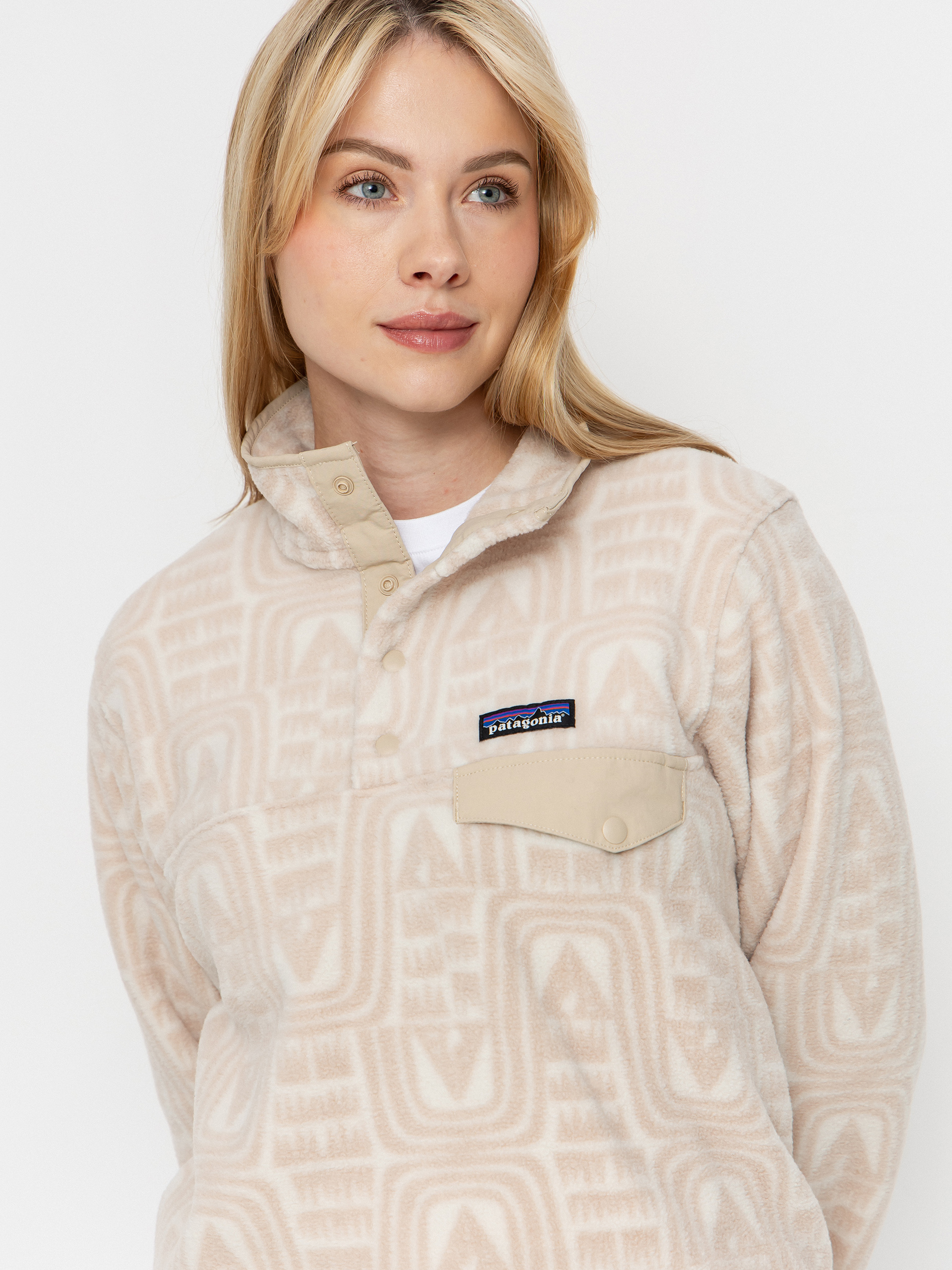 Pentru femei Hanorac din fleece Patagonia LW Synch Snap T (flow dyno white)