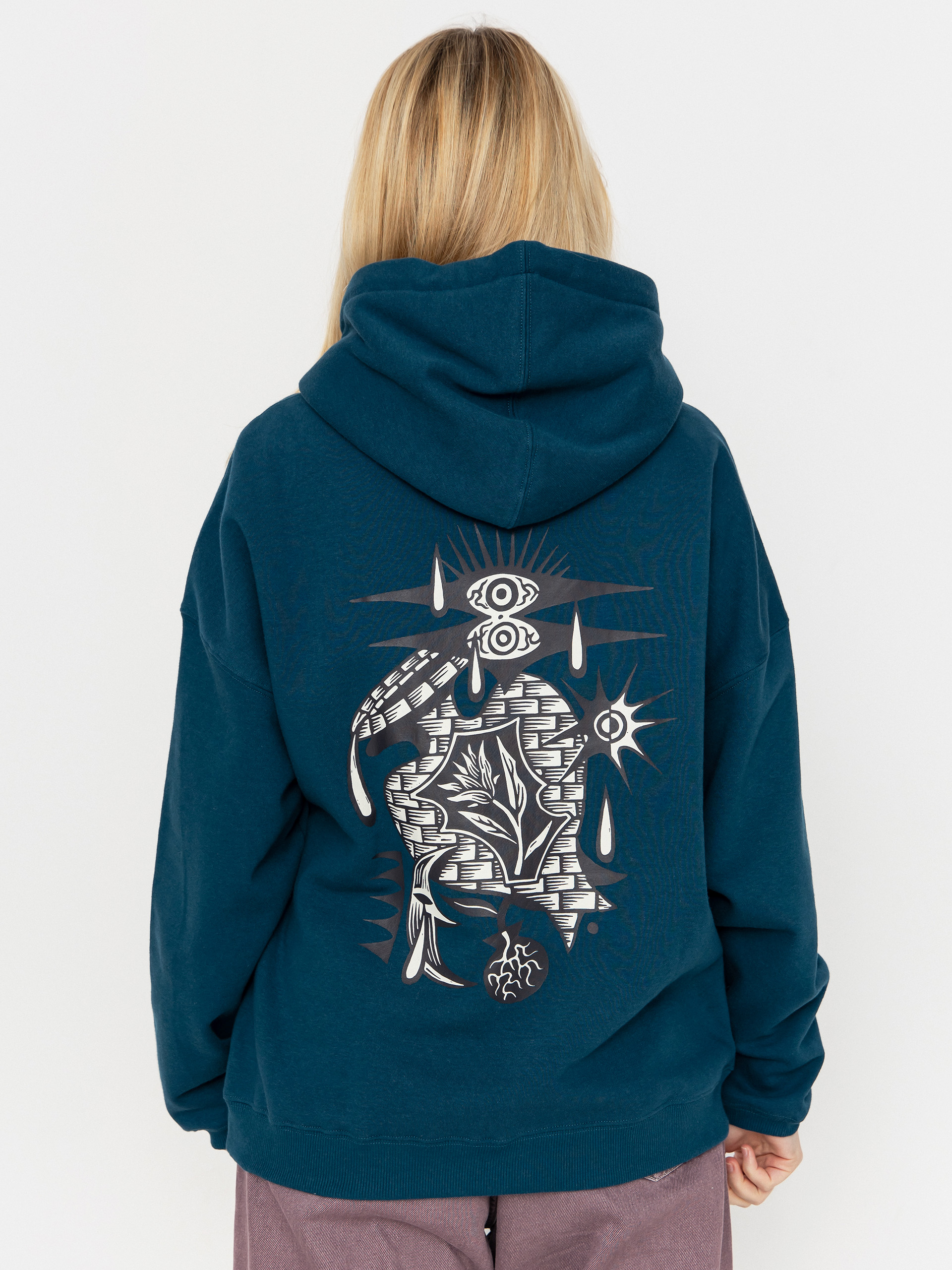 Hanorac cu glugă Volcom Fa Vaderetro HD Wmn (emerald green)