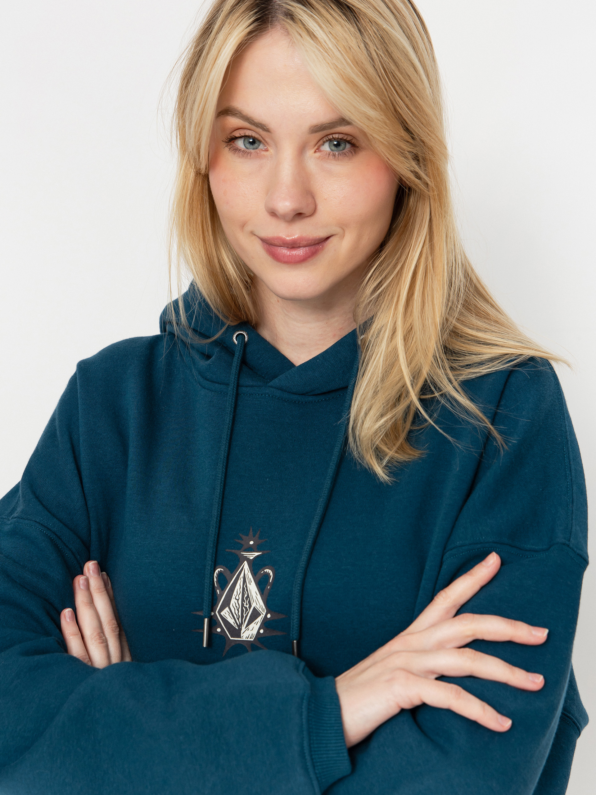 Hanorac cu glugă Volcom Fa Vaderetro HD Wmn (emerald green)