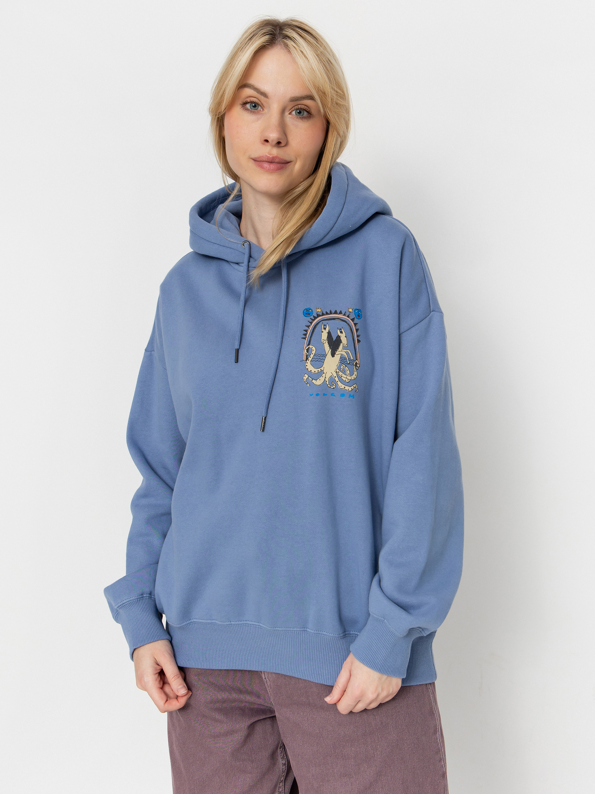 Hanorac cu glugă Volcom Moove On HD Wmn (carolina blue)