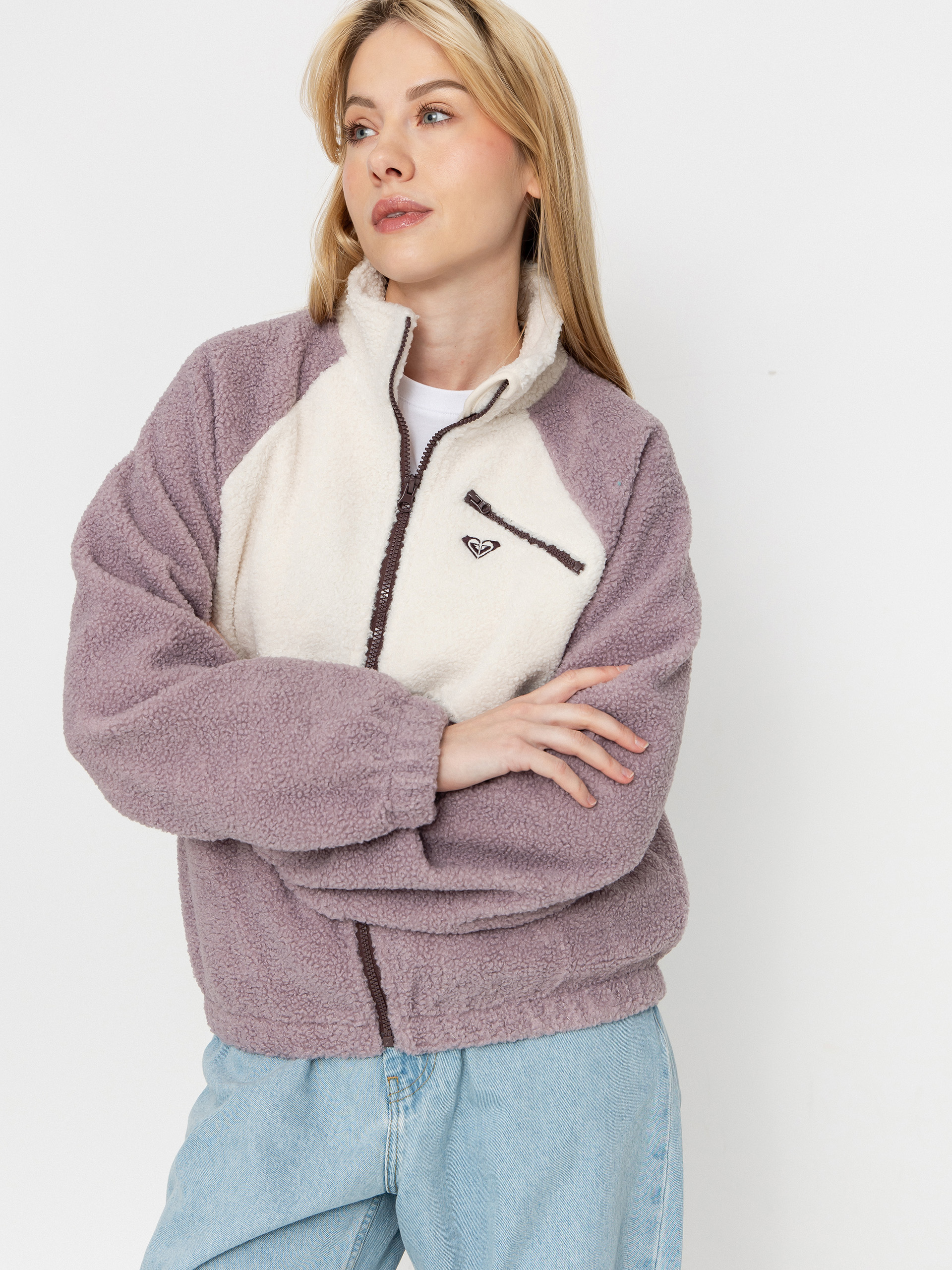 Hanorac din fleece Roxy Waves Of Warmth Colorblock Wmn (nirvana)