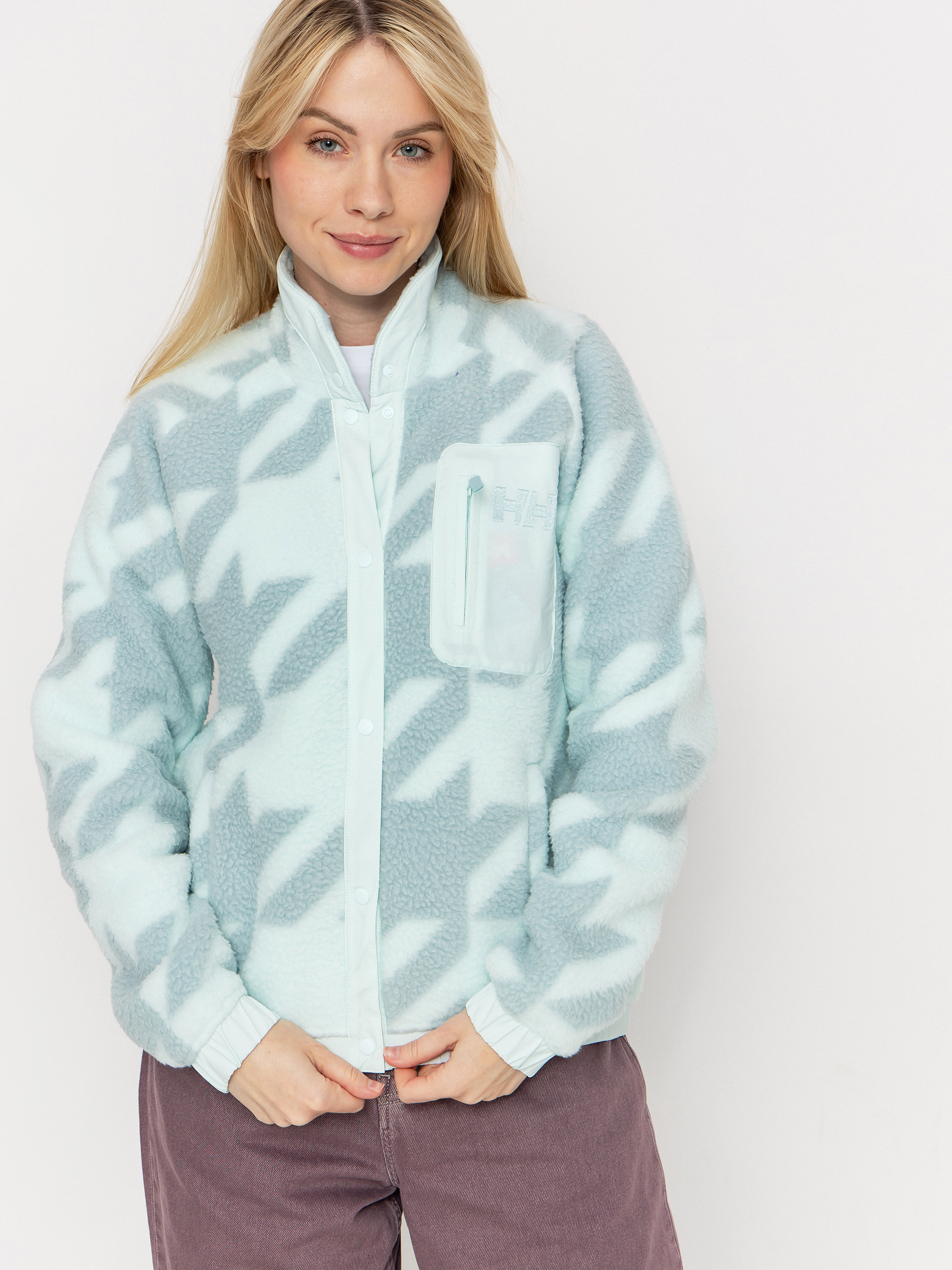 Hanorac din fleece Helly Hansen Imperial Printed Pile Snap Wmn (icicle houndstooth aop)