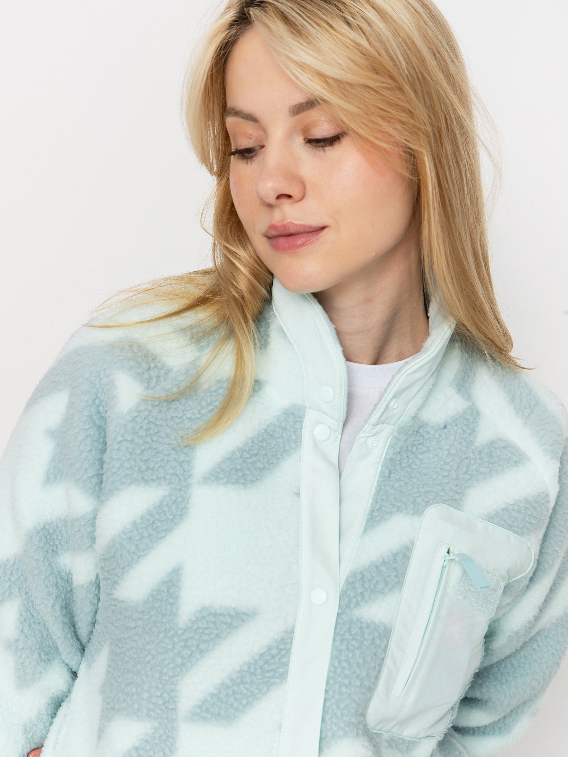 Pentru femei Hanorac din fleece Helly Hansen Imperial Printed Pile Snap (icicle houndstooth aop)