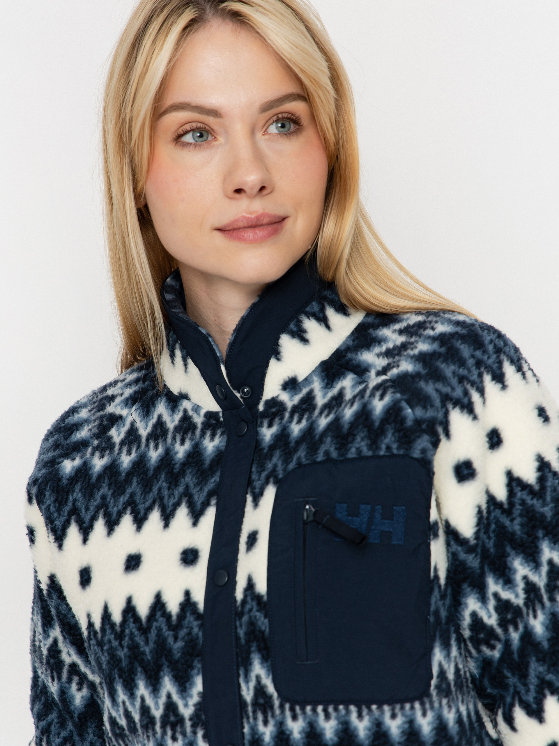 Pentru femei Hanorac din fleece Helly Hansen Imperial Printed Pile Snap (navy nordic aop)