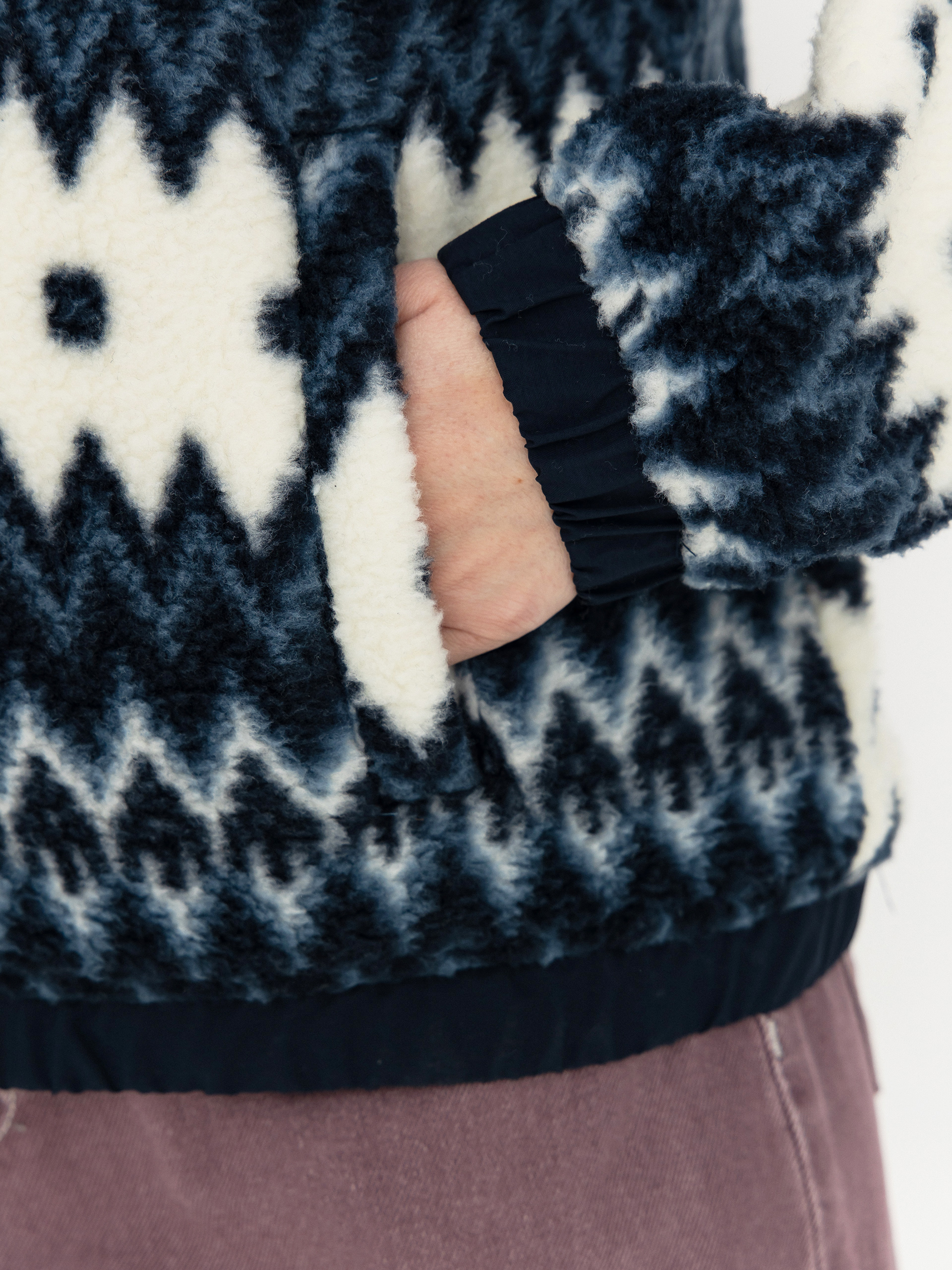 Pentru femei Hanorac din fleece Helly Hansen Imperial Printed Pile Snap (navy nordic aop)