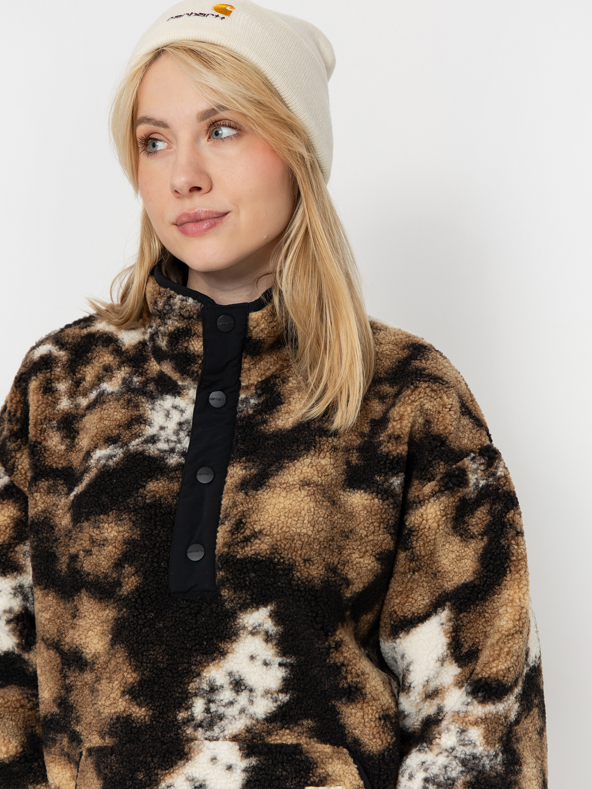 Pentru femei Hanorac din fleece Carhartt WIP Elliot (wild dog jacquard/black)