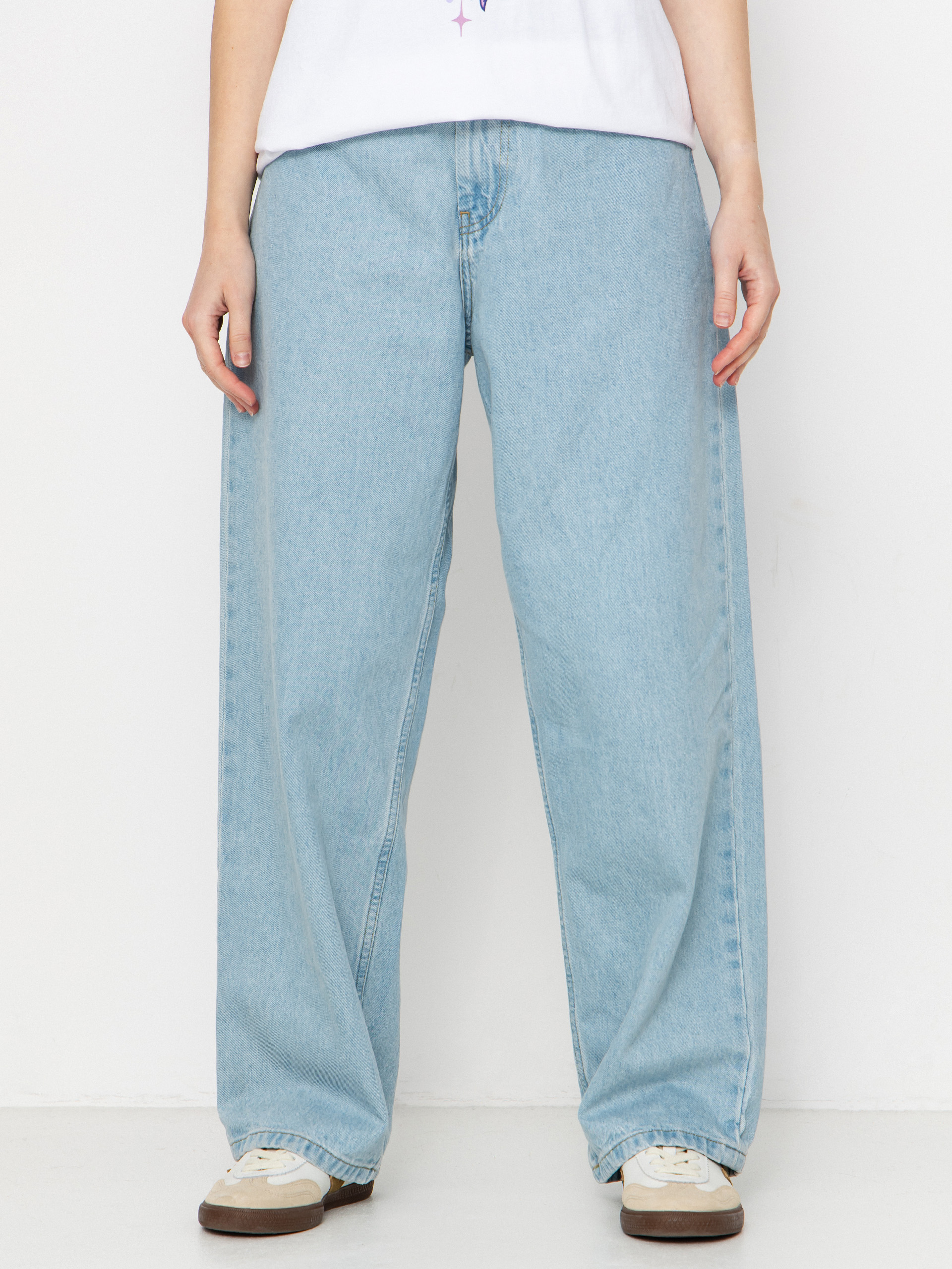 Pantaloni Carhartt WIP Brandon Wmn (blue/heavy stone bleached)