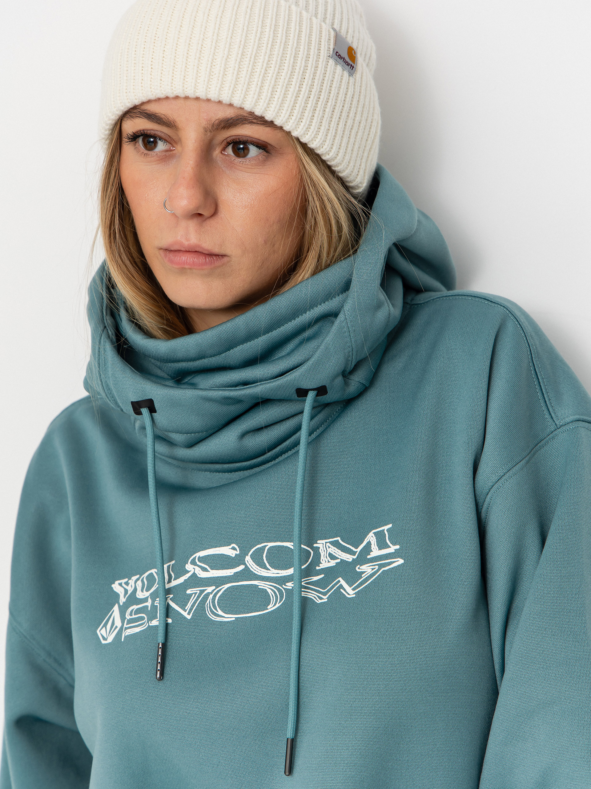 Hanorac cu glugă Volcom Riding Hydro HD Wmn (arctic blue)