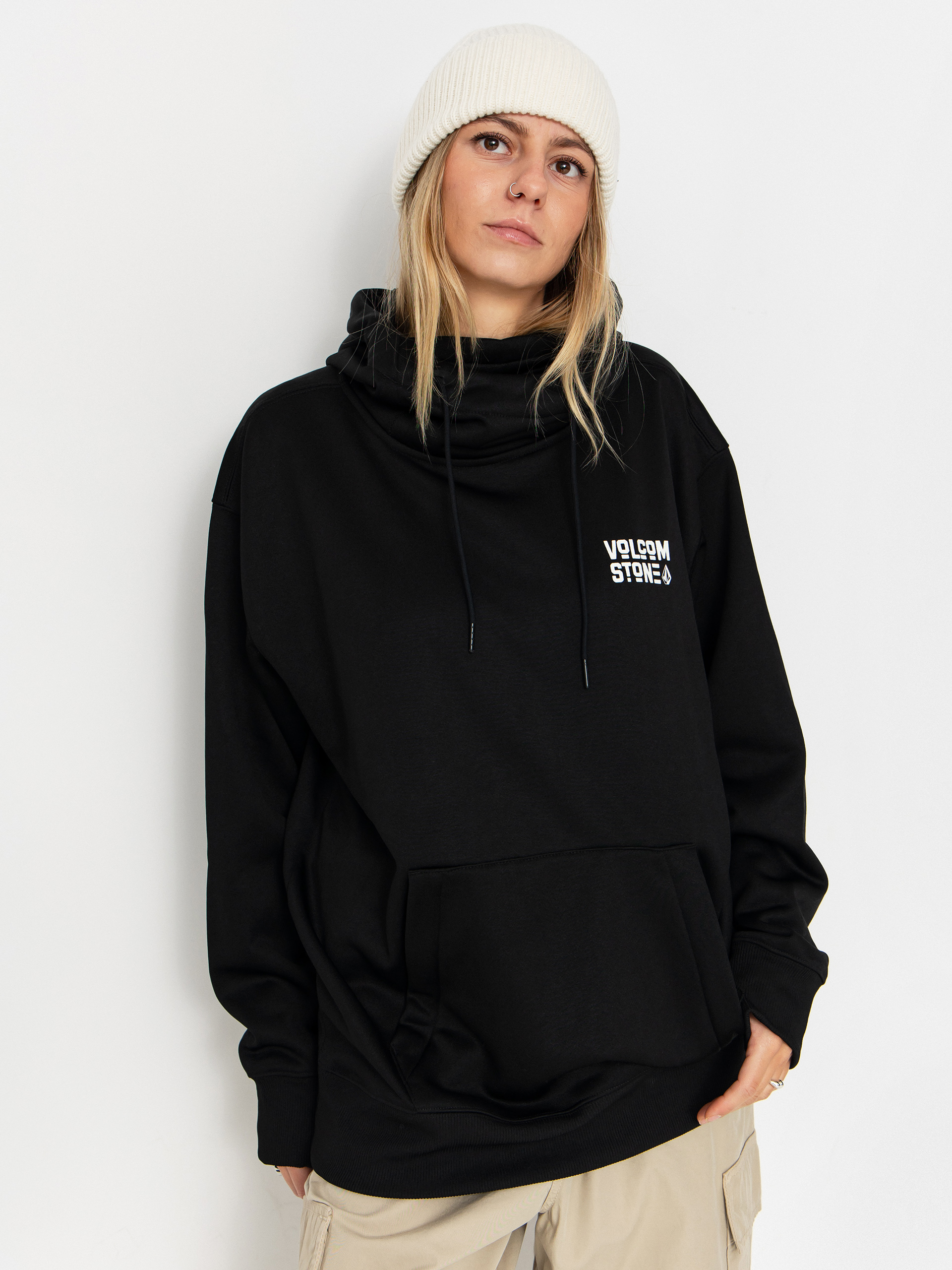 Hanorac cu glugă Volcom Riding Hydro HD Wmn (black)