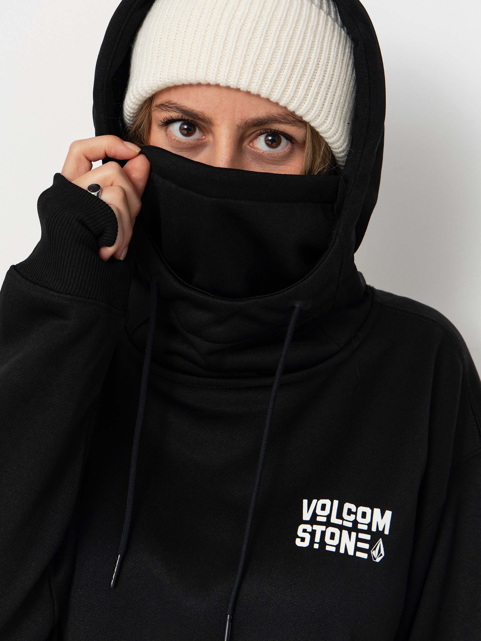 Hanorac cu glugă Volcom Riding Hydro HD Wmn (black)