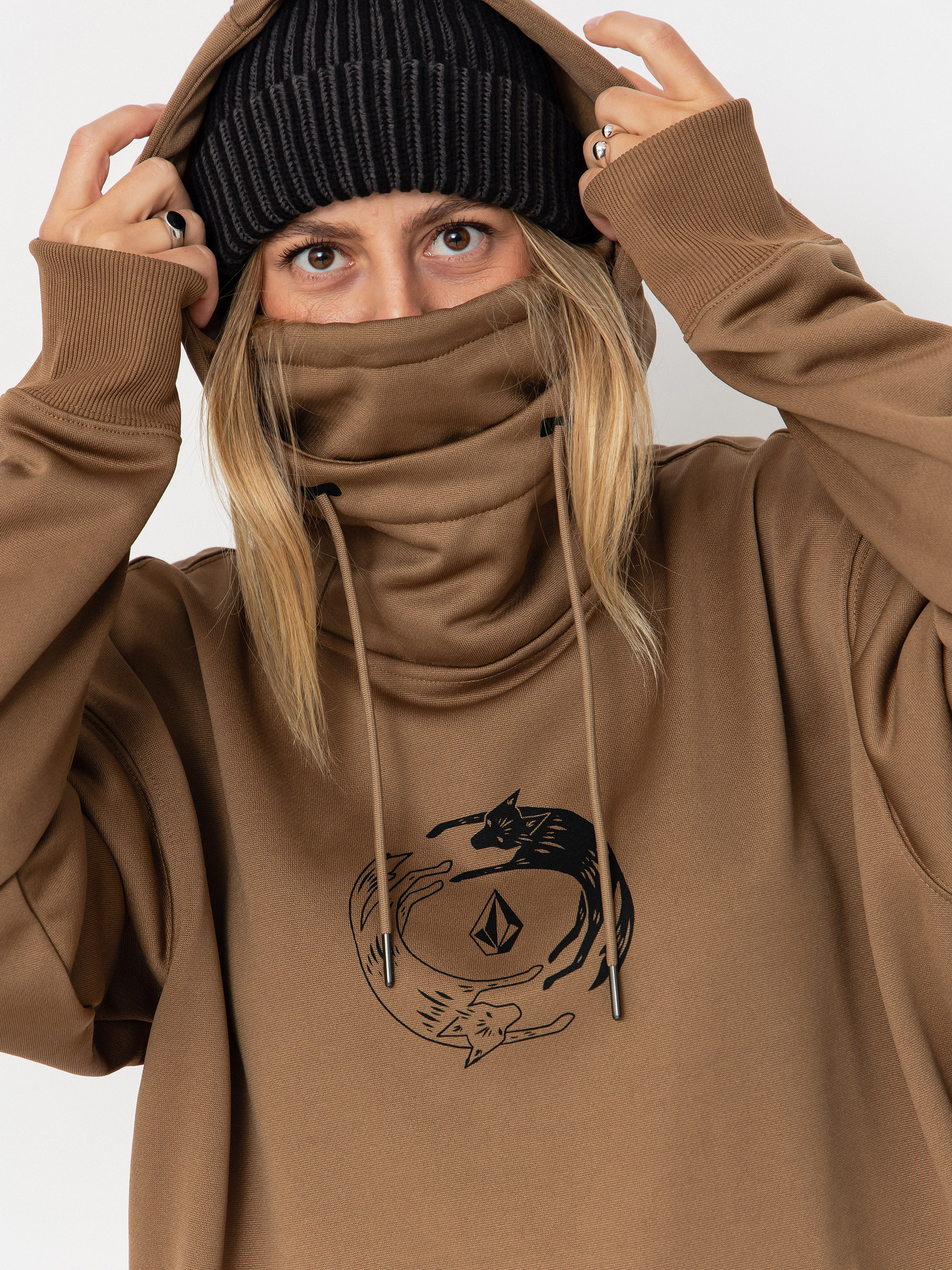 Hanorac cu glugă Volcom Riding Hydro HD Wmn (bronze)