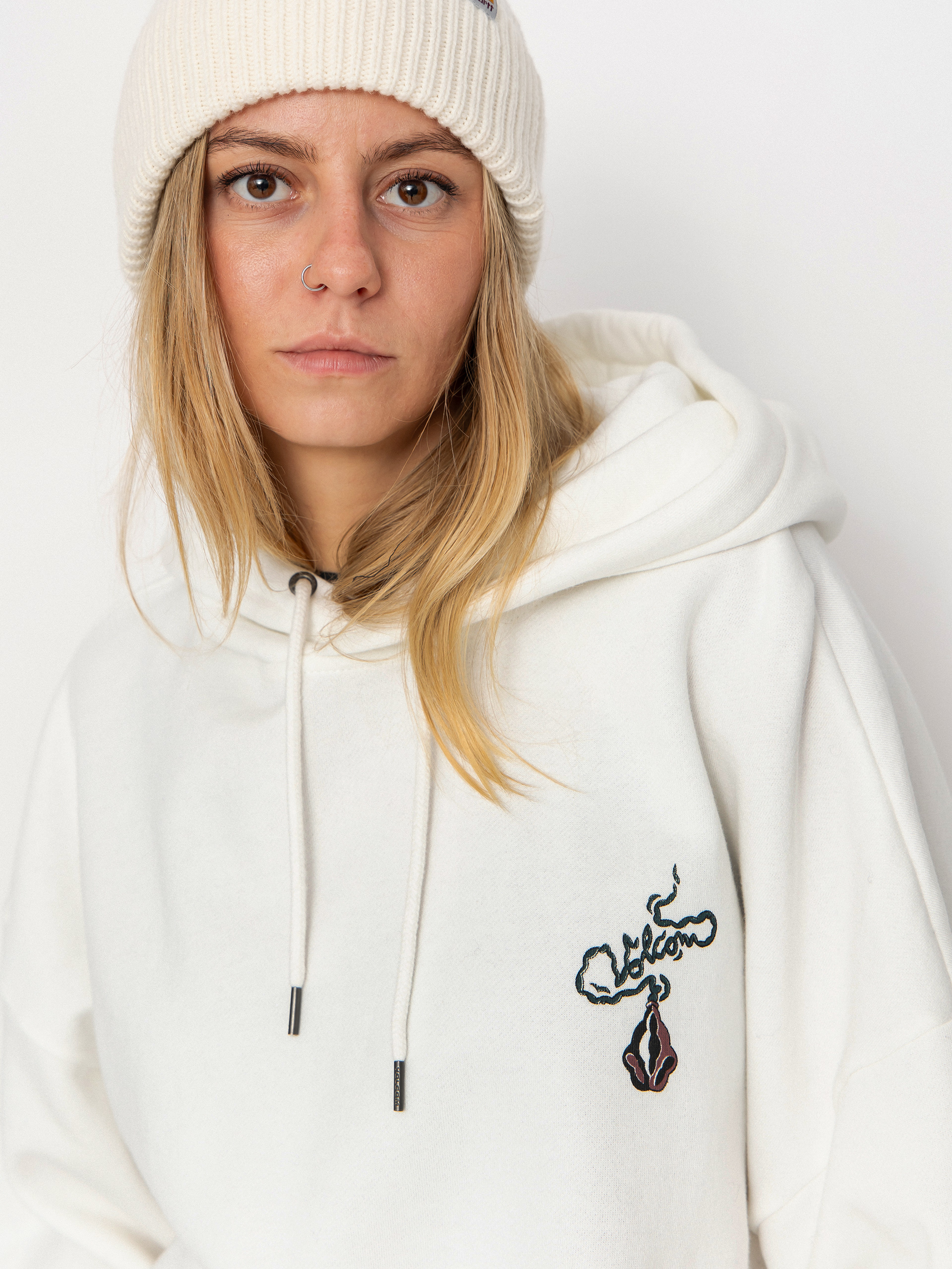 Hanorac cu glugă Volcom Radical Daze HD Wmn (star white)