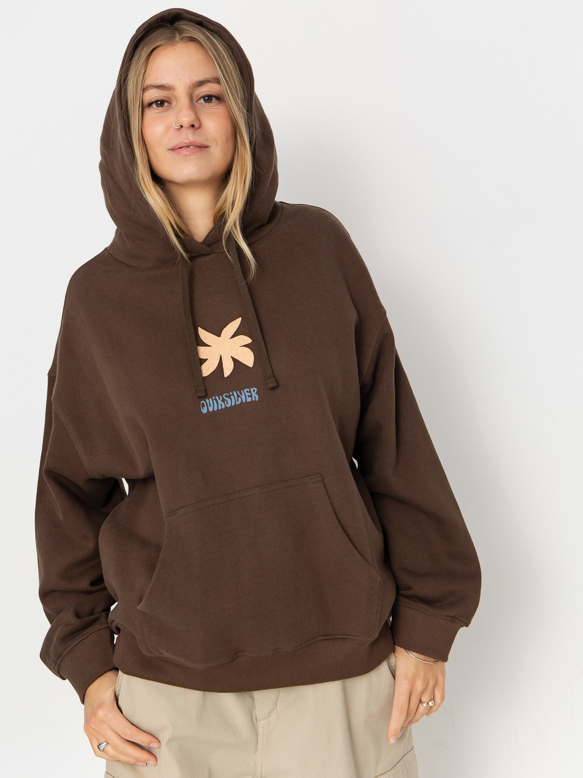 Hanorac cu glugă Quiksilver Standard HD Wmn (chocolate brown)