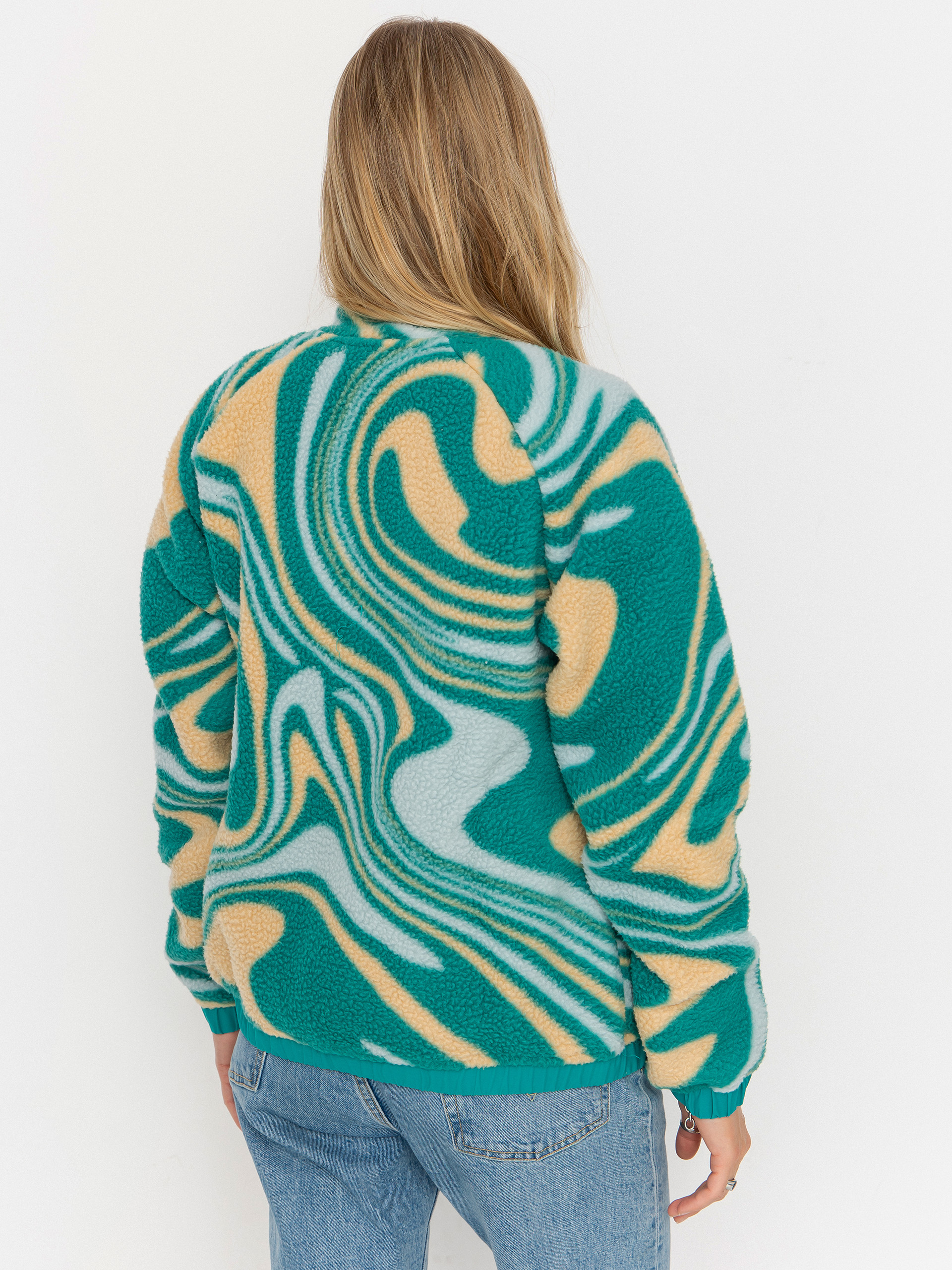 Pentru femei Hanorac din fleece Helly Hansen Imperial Printed Pile Snap (barely blue swirl aop)