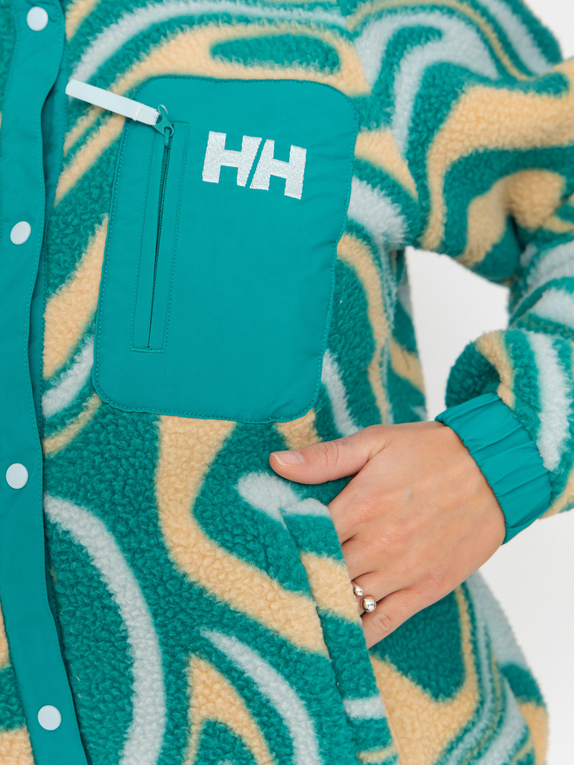 Pentru femei Hanorac din fleece Helly Hansen Imperial Printed Pile Snap (barely blue swirl aop)