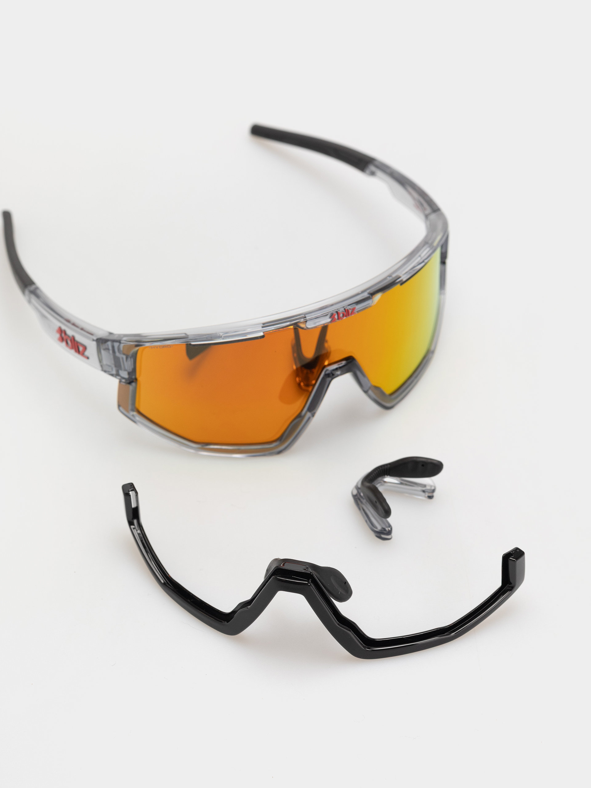 Ochelari de soare Bliz Fusion (transparent dark grey/brow w red multi)