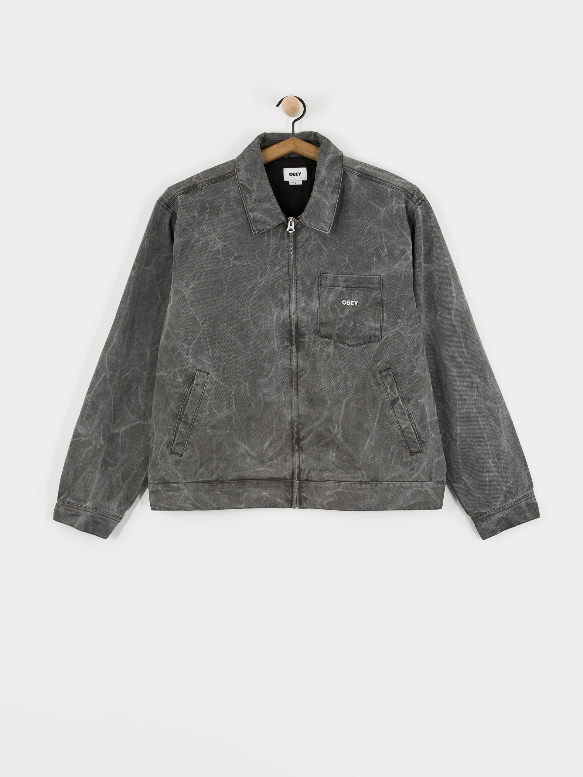 Geacă OBEY Obey Workman Zip (black wrinkle wash)