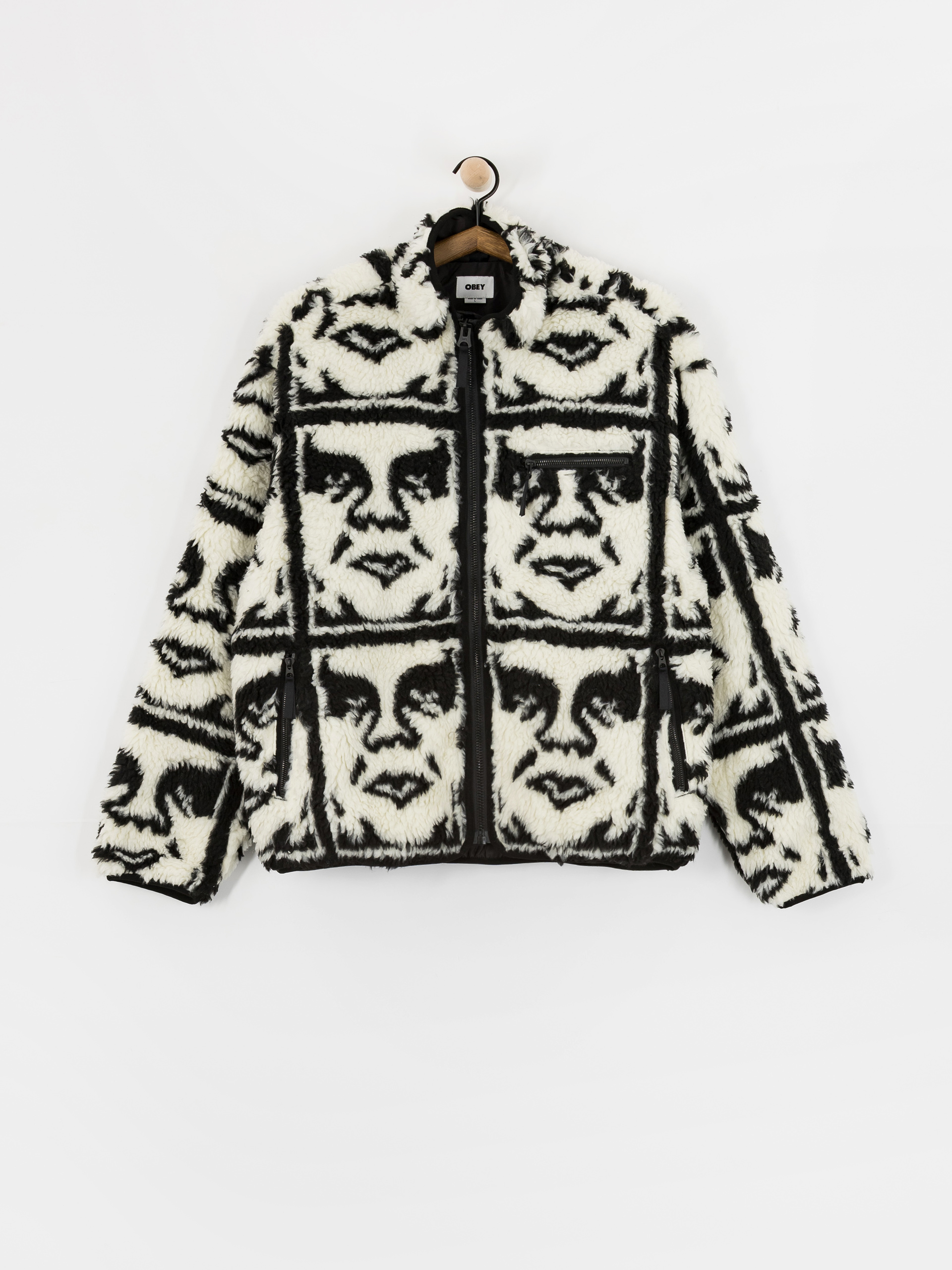 Pentru bărbați Hanorac din fleece OBEY Obey Repeated Icon Sherpa (black multi)