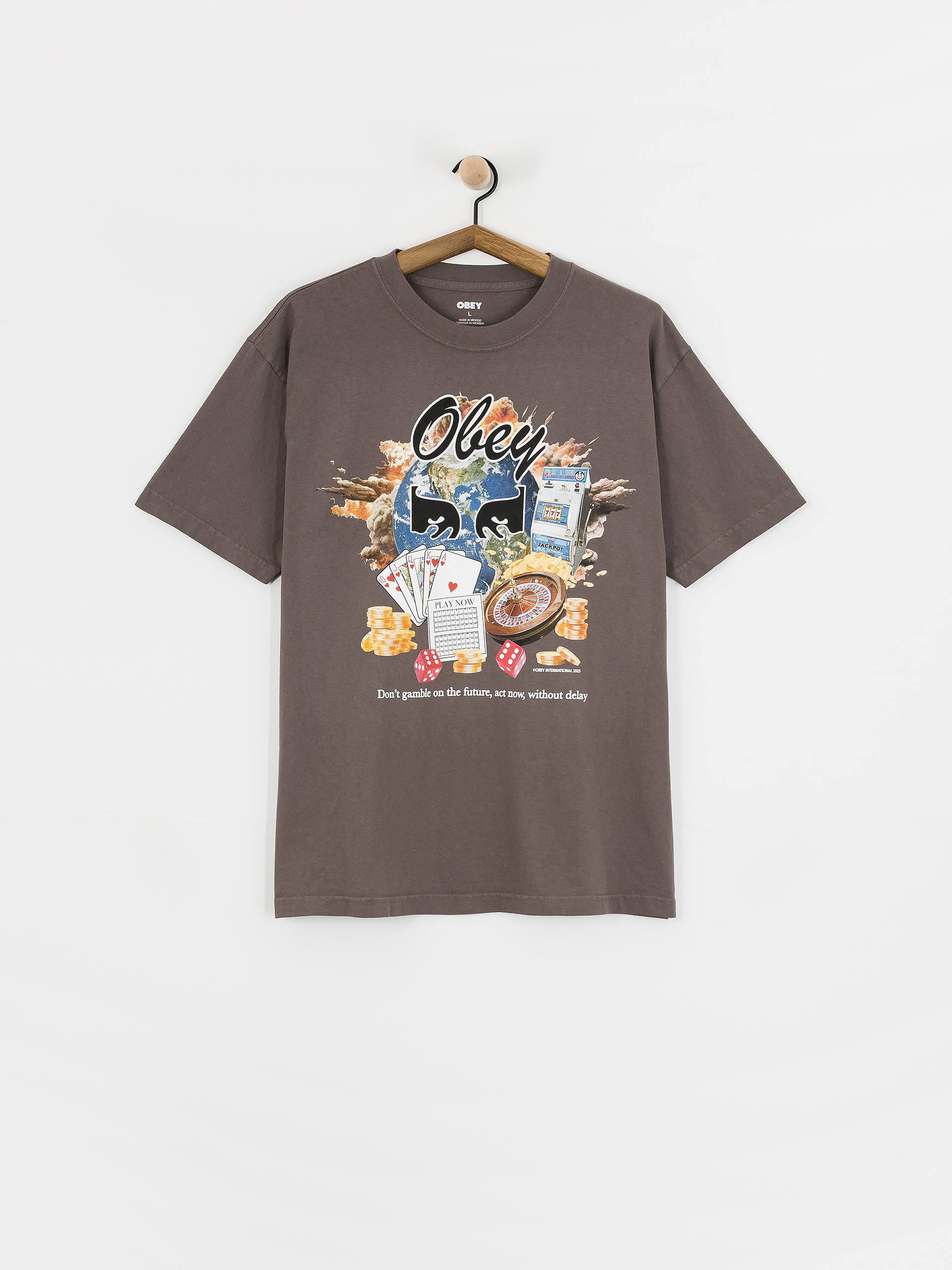 Tricou OBEY Obey Act Now (pigment dusty black)