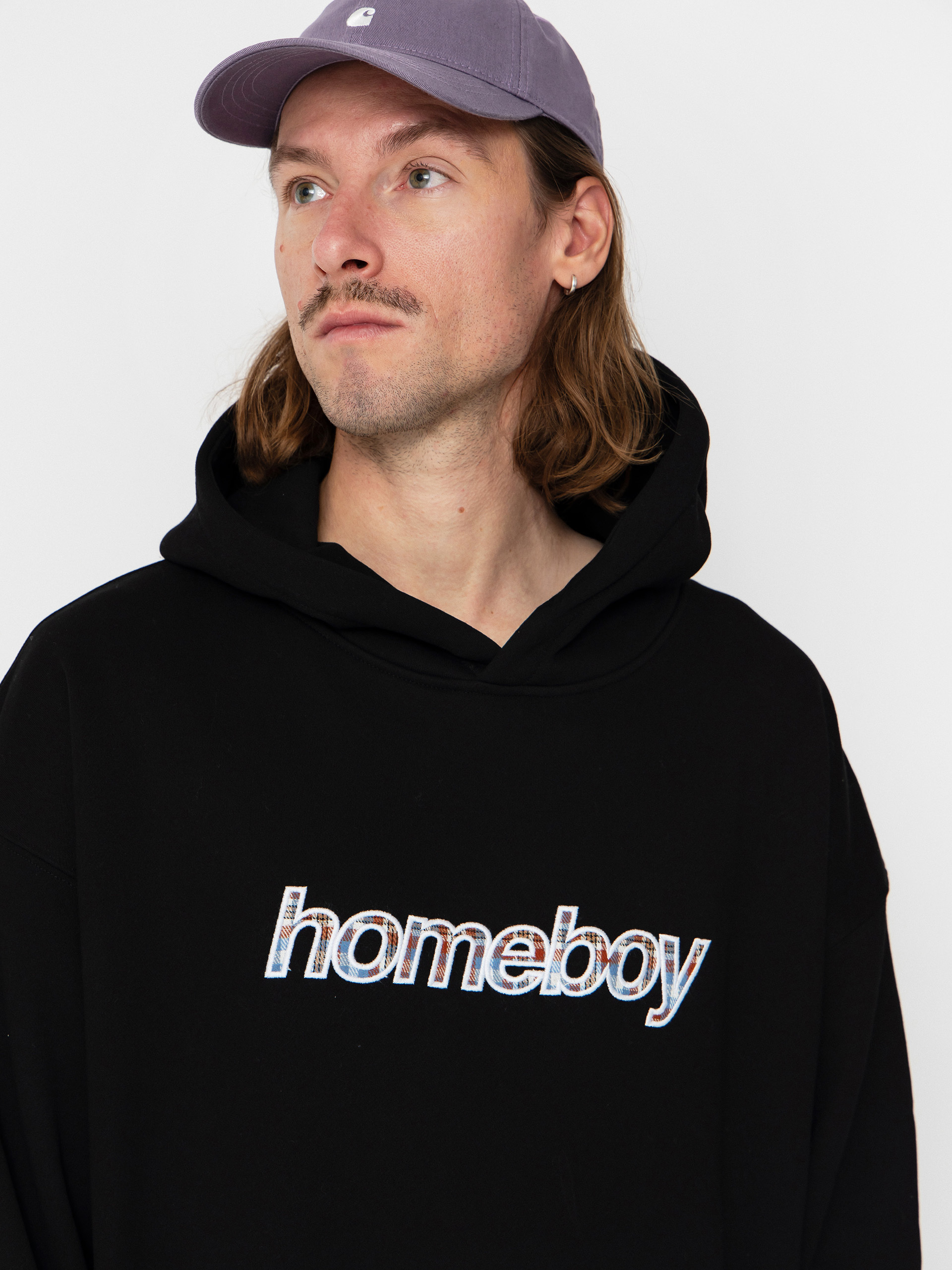 Hanorac cu glugă Homeboy Plaid Helvetica HD (black)