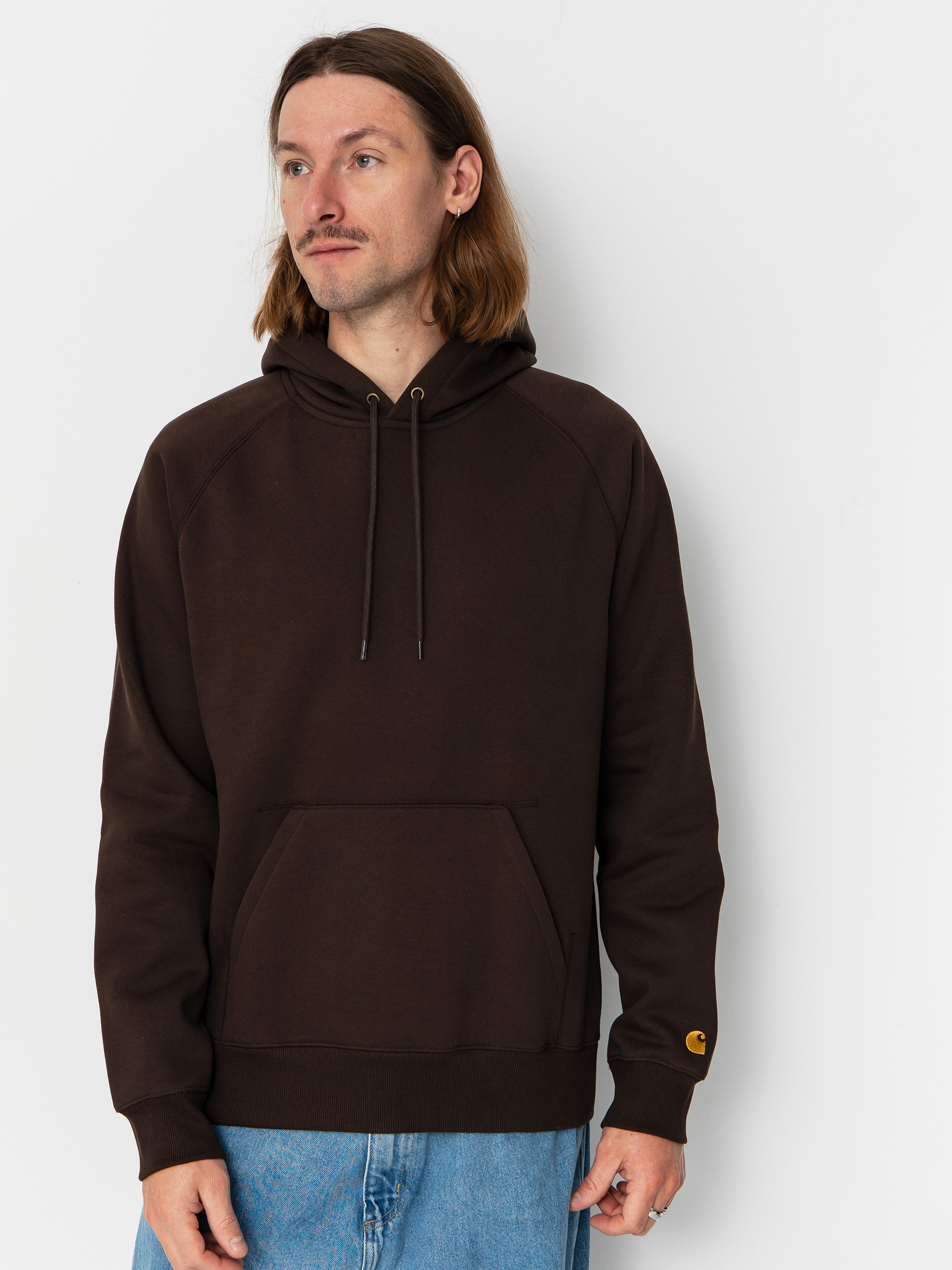 Hanorac cu glugă Carhartt WIP Chase HD (tobacco/gold)