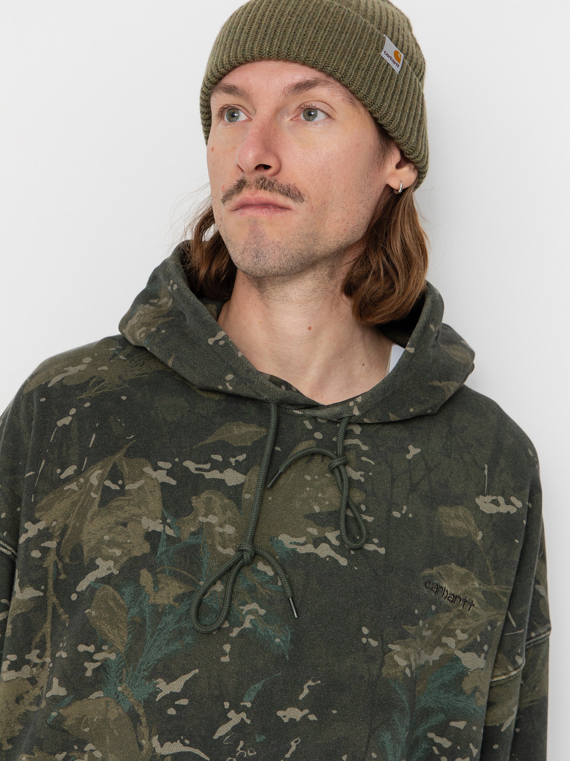 Hanorac cu glugă Carhartt WIP Benton HD (camo combi/green/garment dyed)