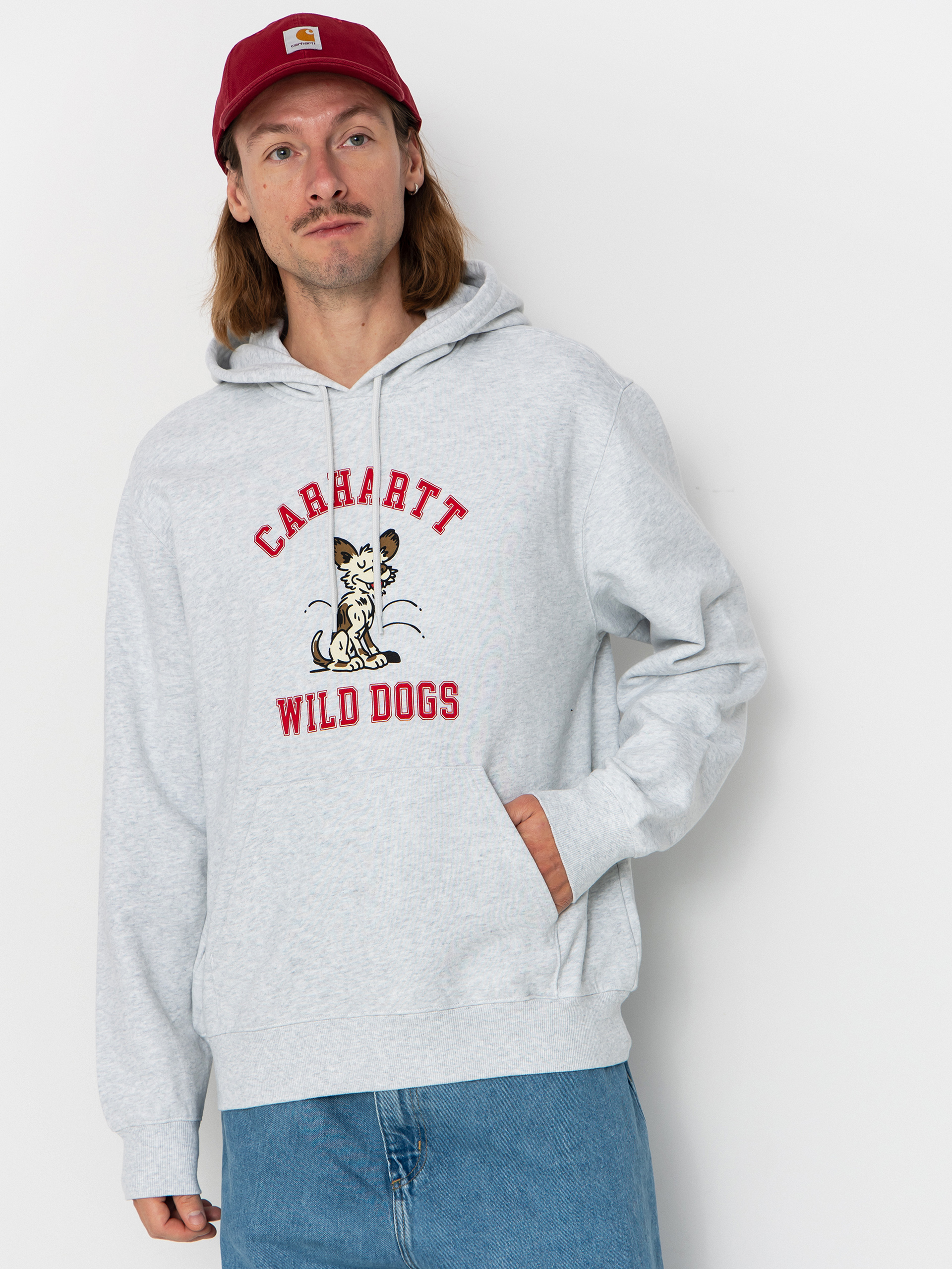 Hanorac cu glugă Carhartt WIP Wild Dog HD (ash heather)