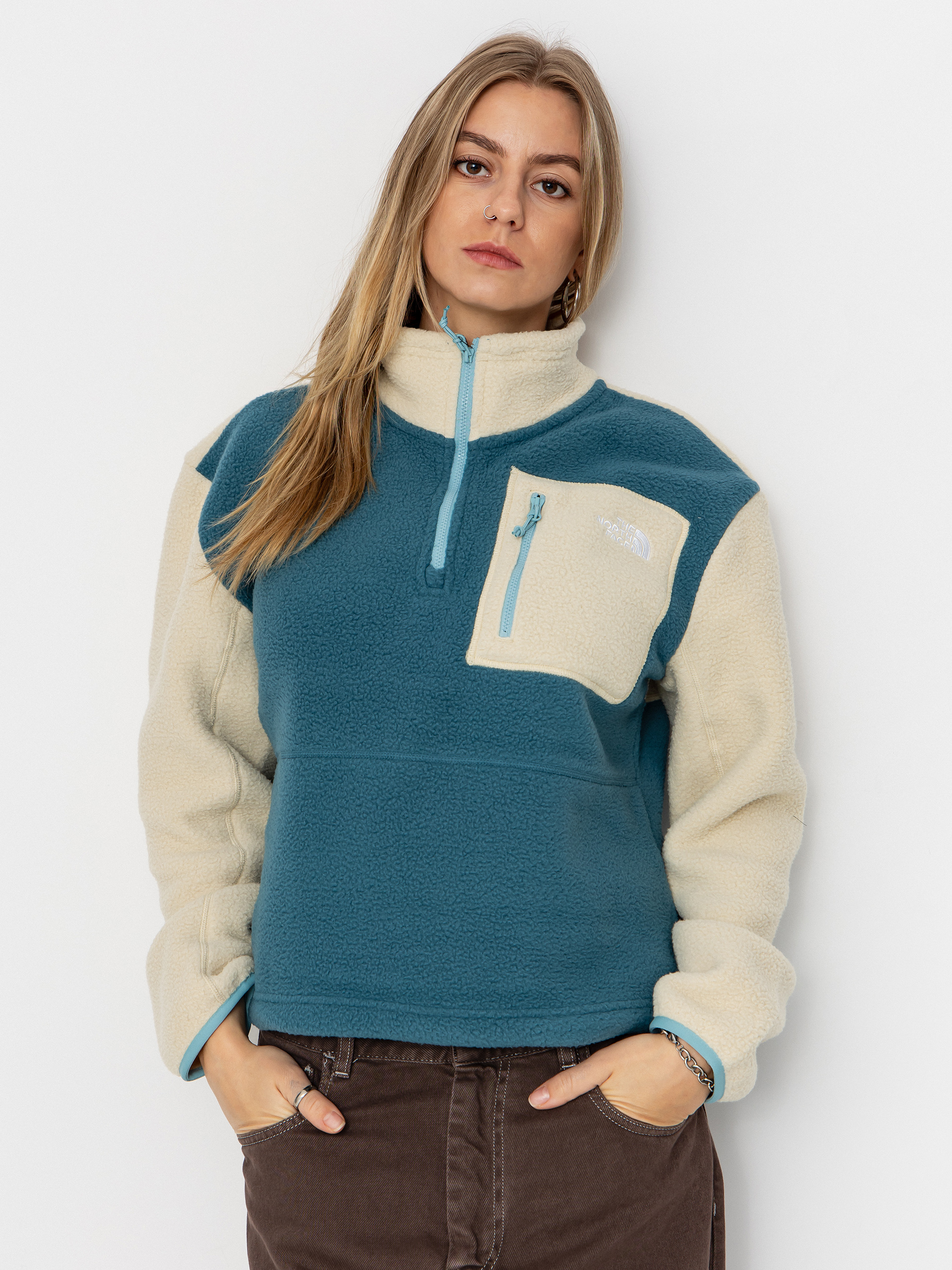 Hanorac din fleece The North Face Yumiori 1/4 Zip (space/gravel/blue eclip)