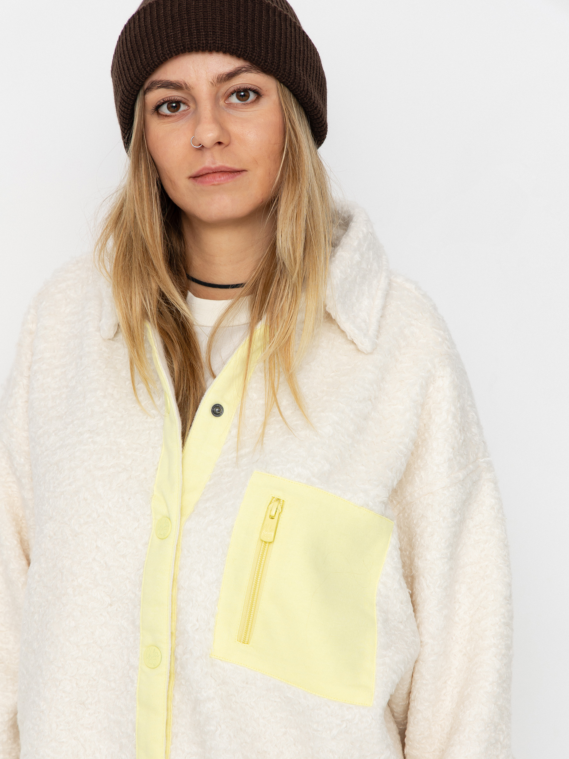 Pentru femei Hanorac din fleece Roxy Chloe Kim Shacket (whisper white)