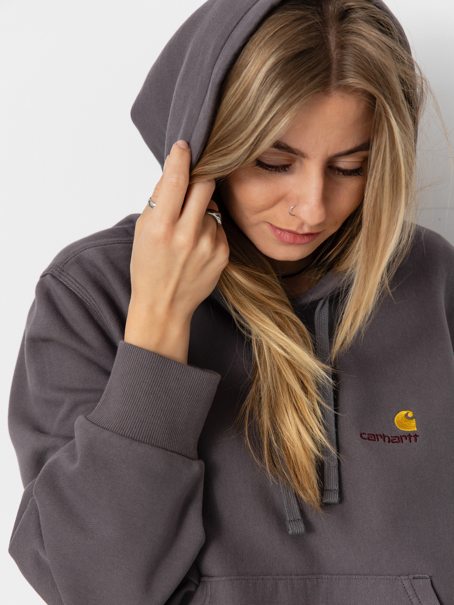 Hanorac cu glugă Carhartt WIP American Script HD Wmn (porphyry)