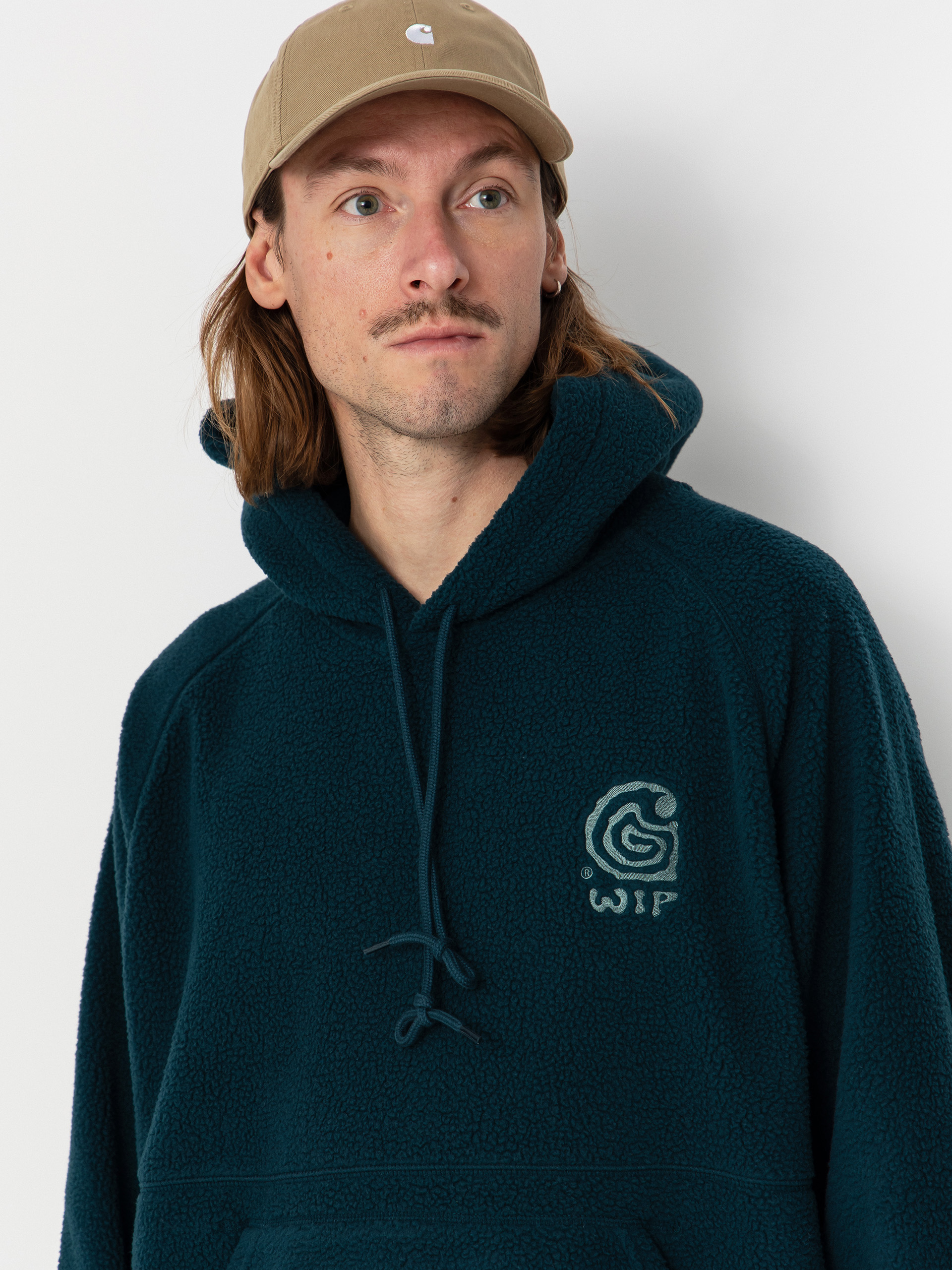 Hanorac cu glugă Carhartt WIP Helix HD (deep lagoon/silver pine)