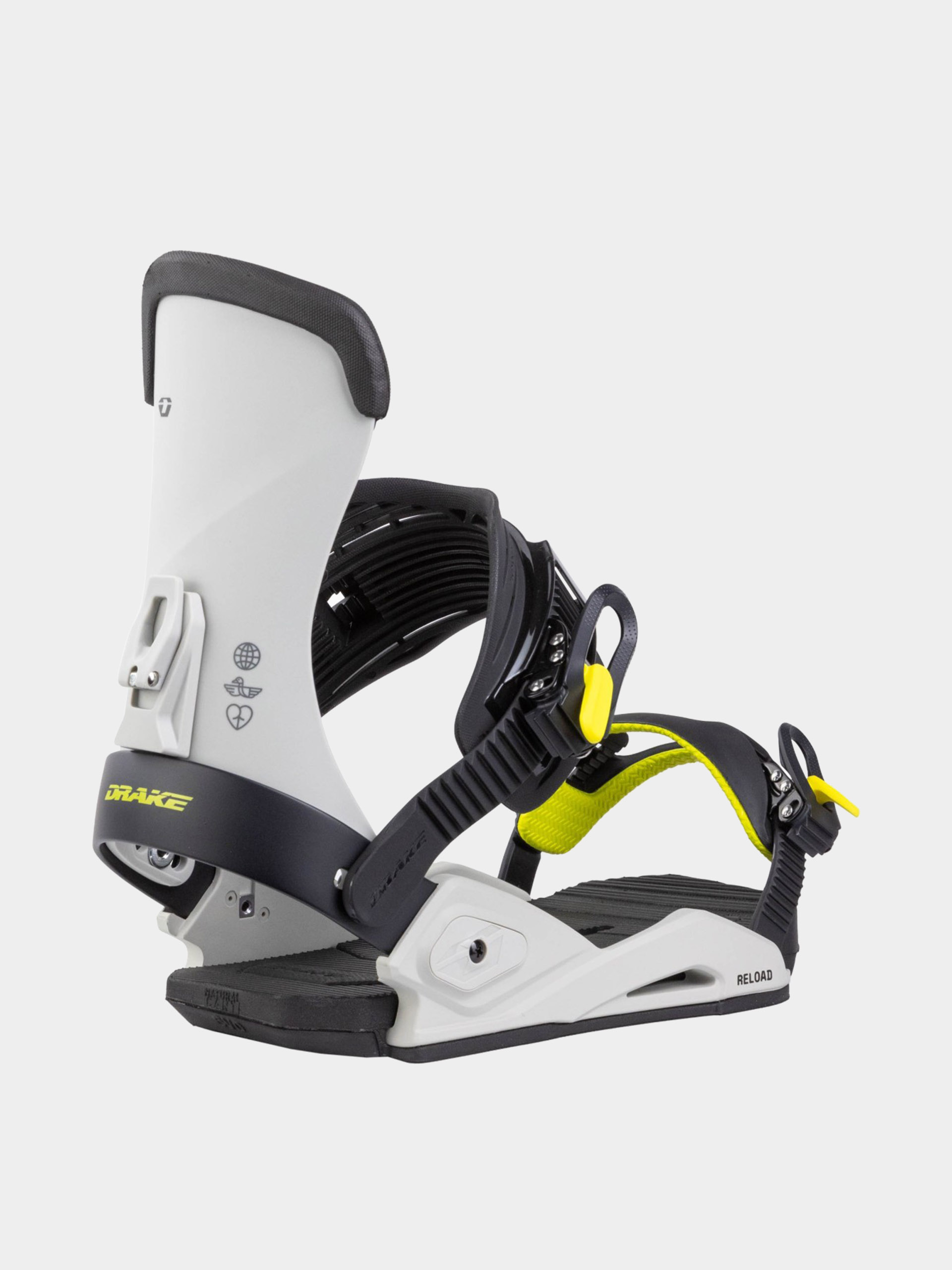 DRAKE RELOAD ビンディング グレー M size Legături pentru snowboard Drake Reload - galben, gri (grey/lime)