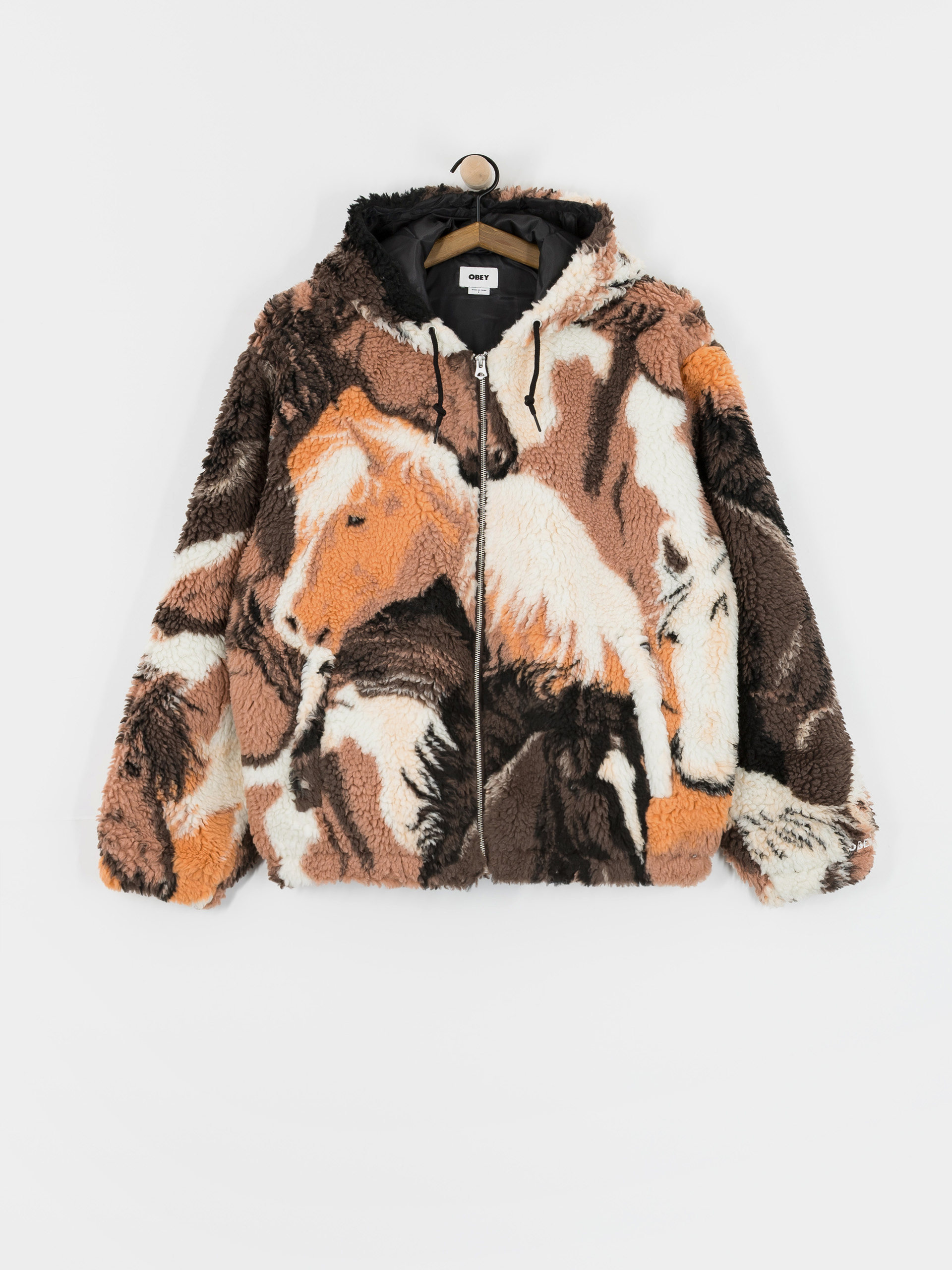 Pentru bărbați Hanorac din fleece OBEY Obey Horses Sherpa (brown multi)