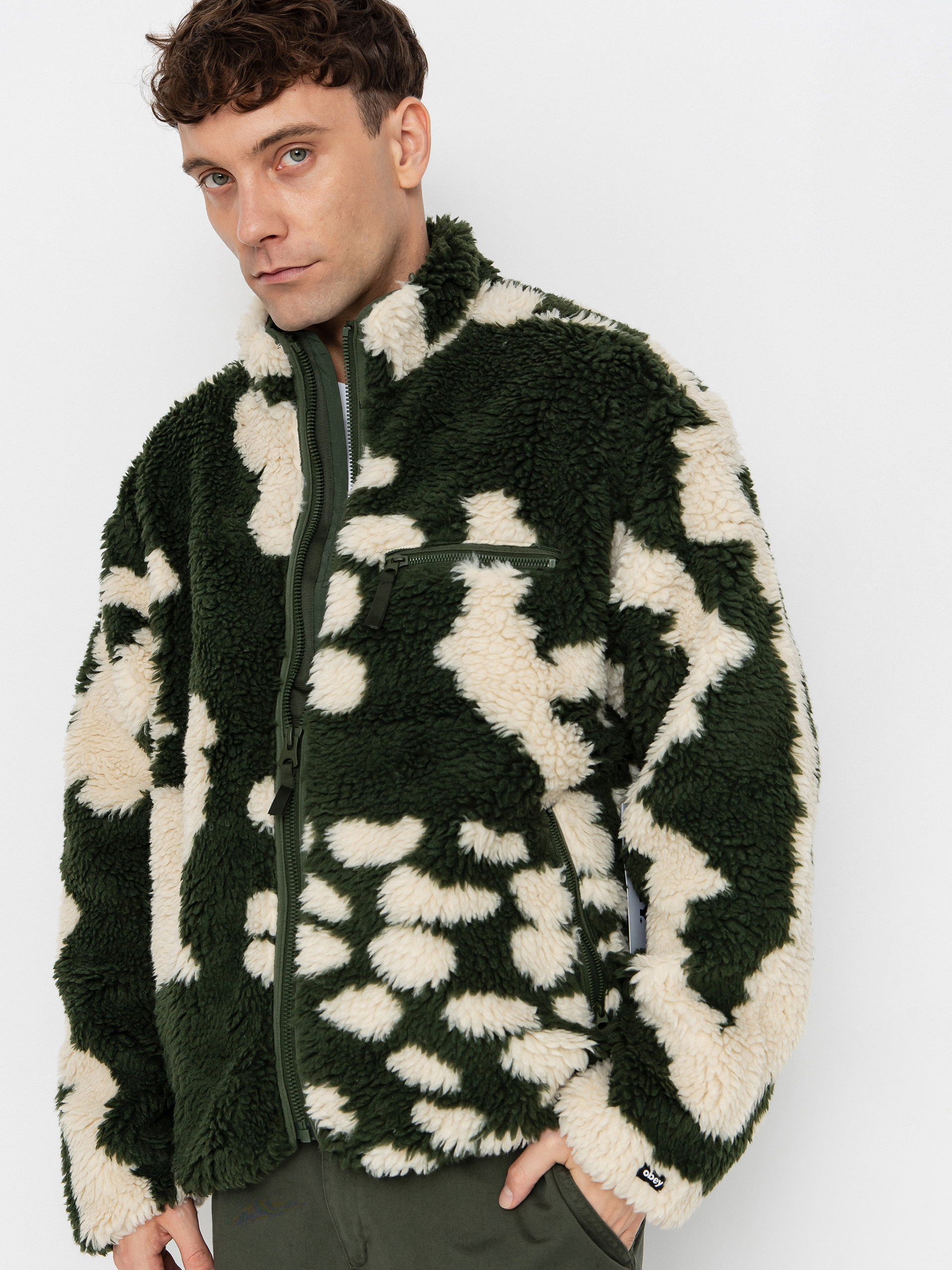 Hanorac din fleece OBEY Obey Shaggy Sherpa (kombu green multi)