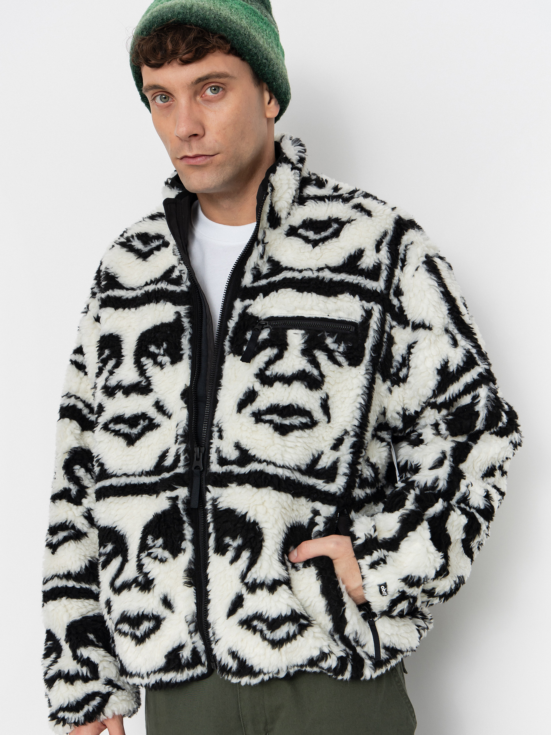 Hanorac din fleece OBEY Obey Repeated Icon Sherpa