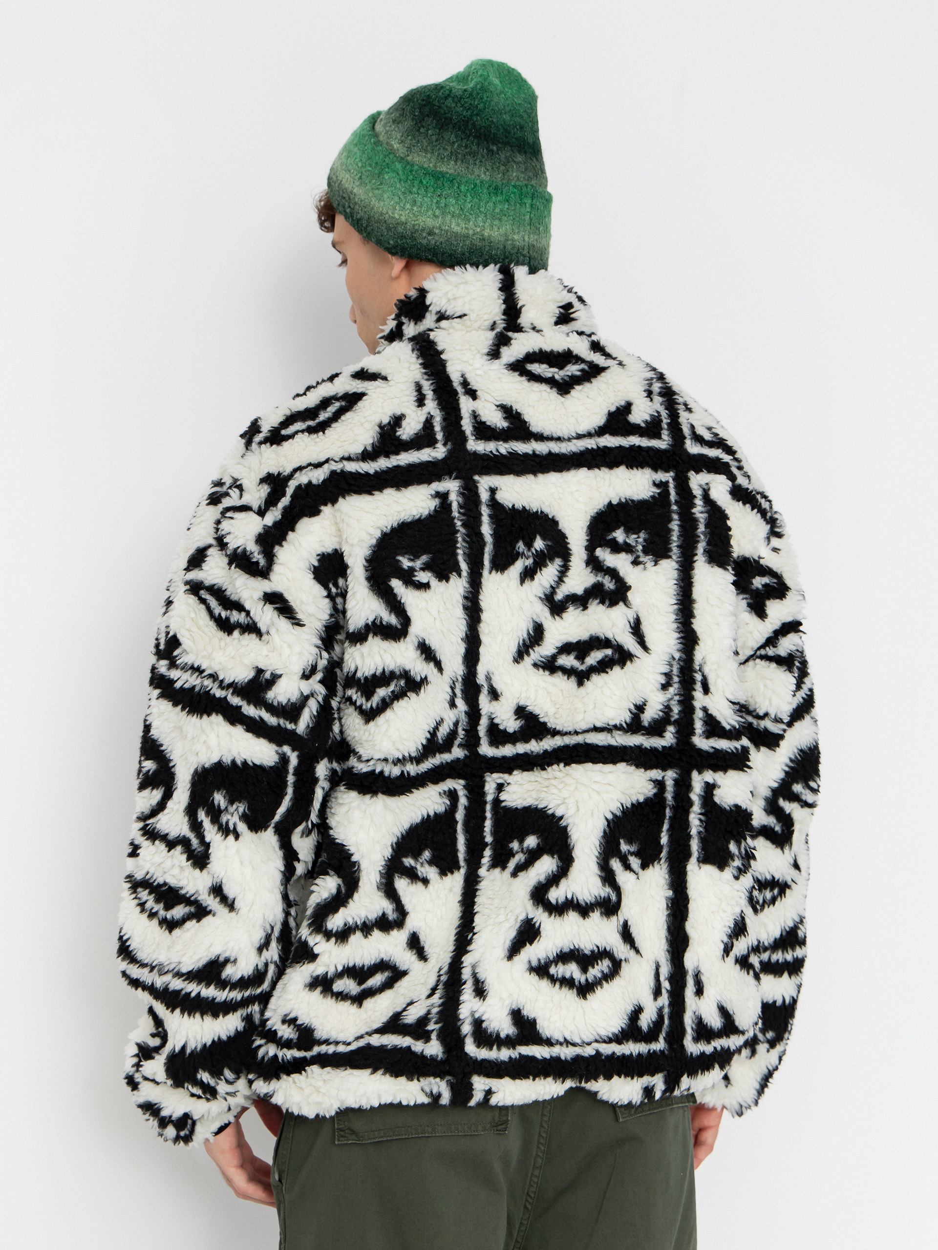 Pentru bărbați Hanorac din fleece OBEY Obey Repeated Icon Sherpa (black multi)