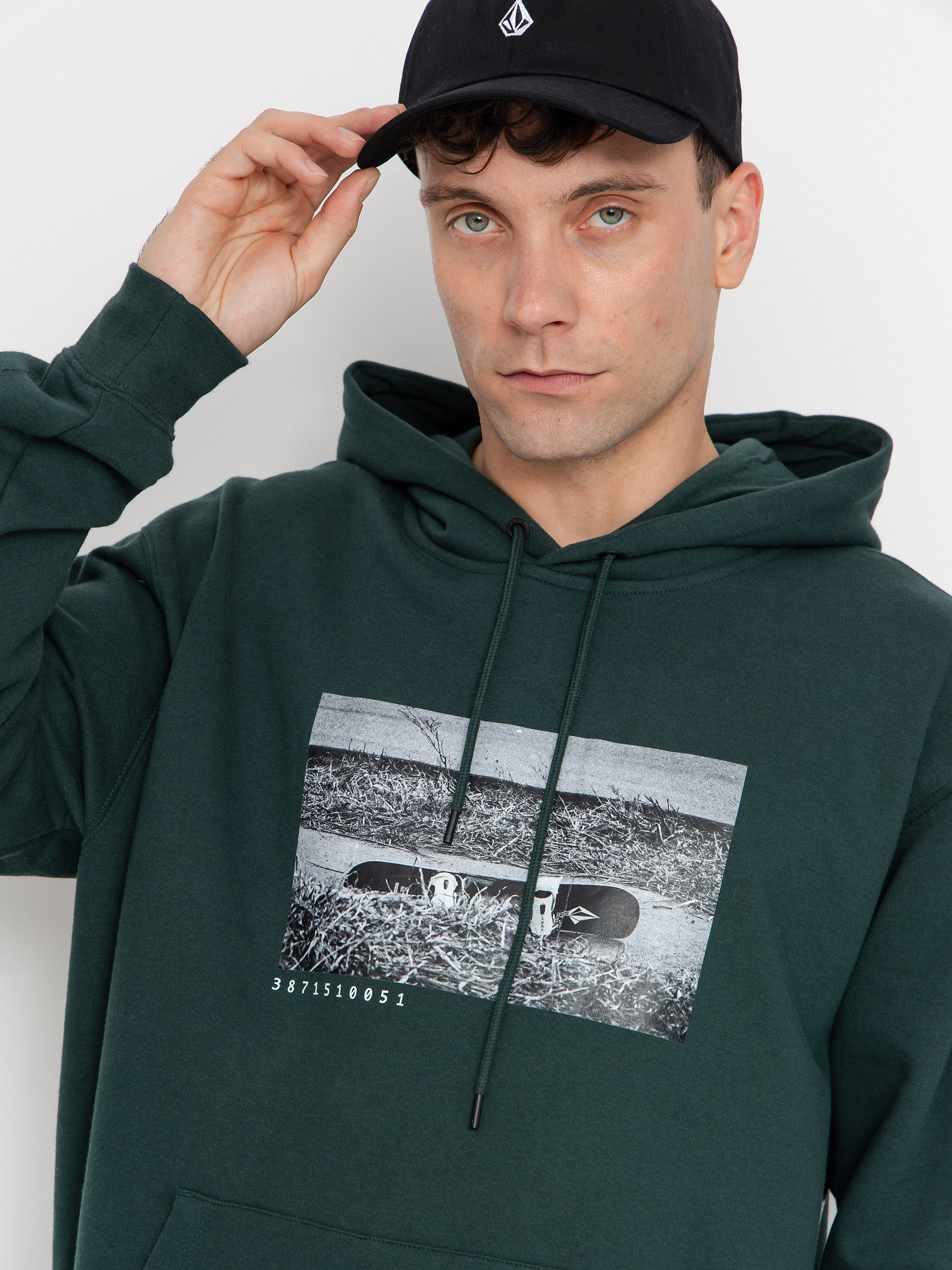 Hanorac cu glugă Volcom Essential HD (black green)