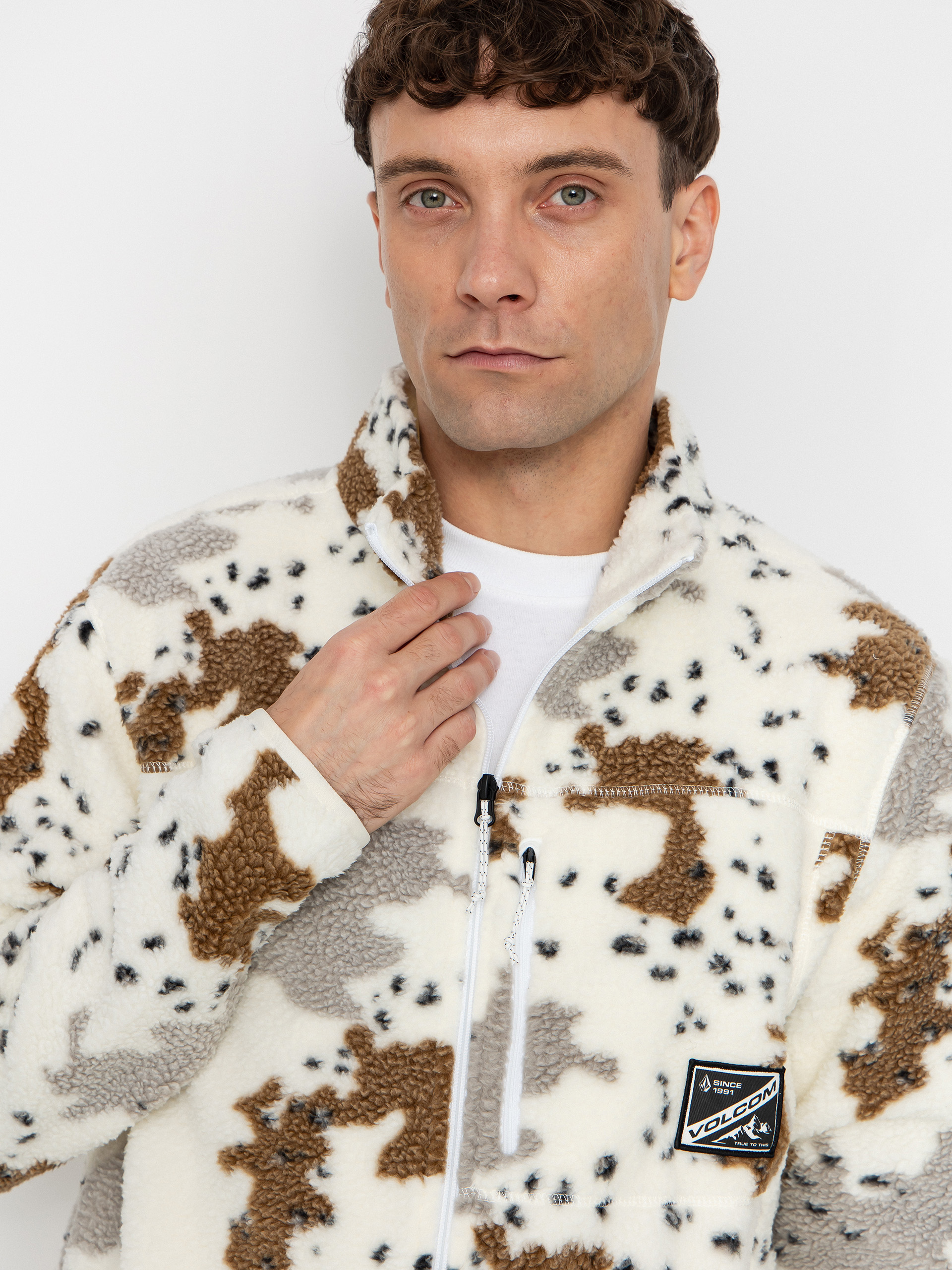 Pentru bărbați Hanorac din fleece Volcom Nelson Sherpa ZHD (white)