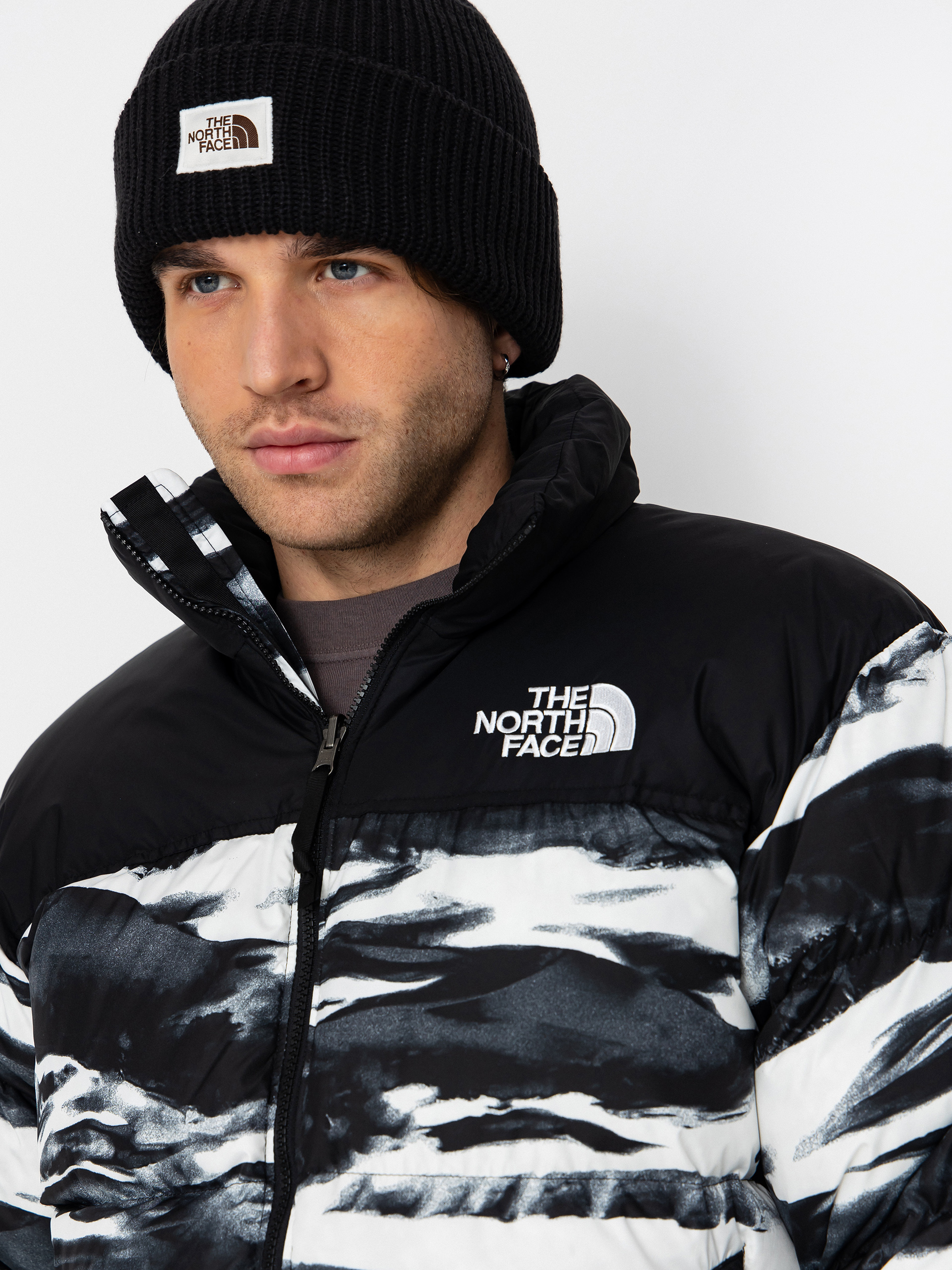 Geacă The North Face 1996 Retro Nuptse Print - alb, negru
