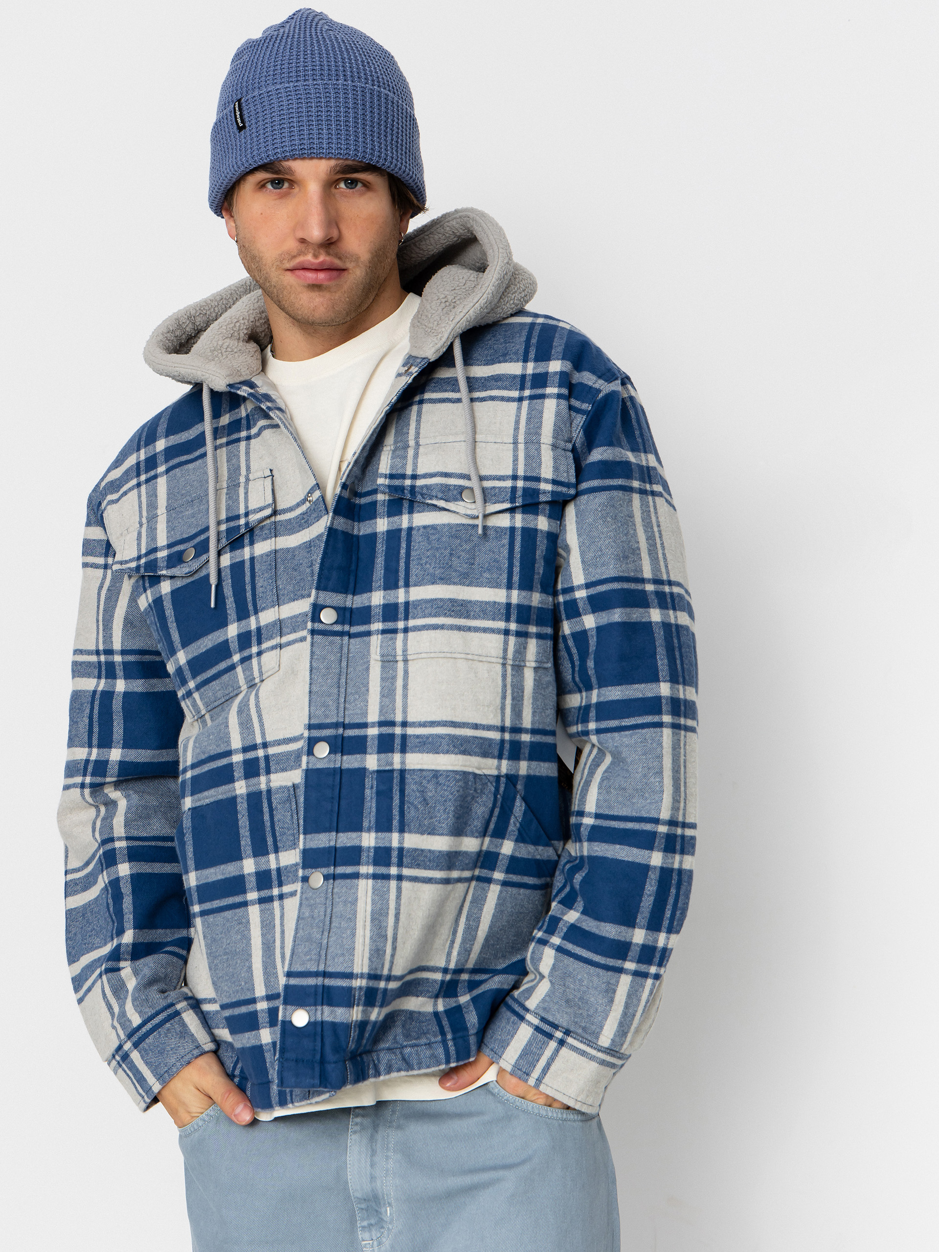 Cămașă Vans Piedmont Hooded Plaid Shacket (oatmeal heather/truenvy)
