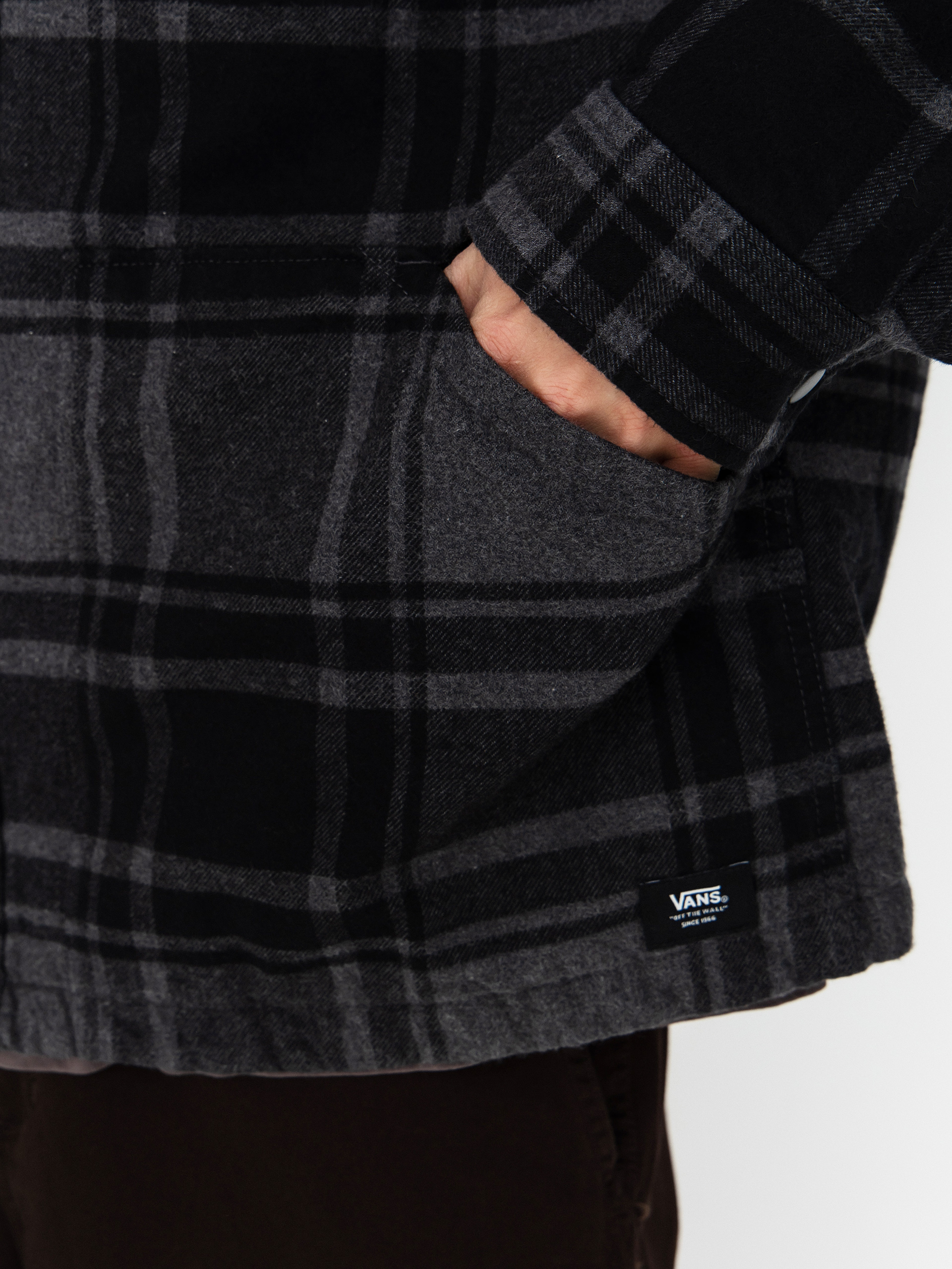 Cămașă Vans Piedmont Hooded Plaid Shacket (black/asphalt heather)
