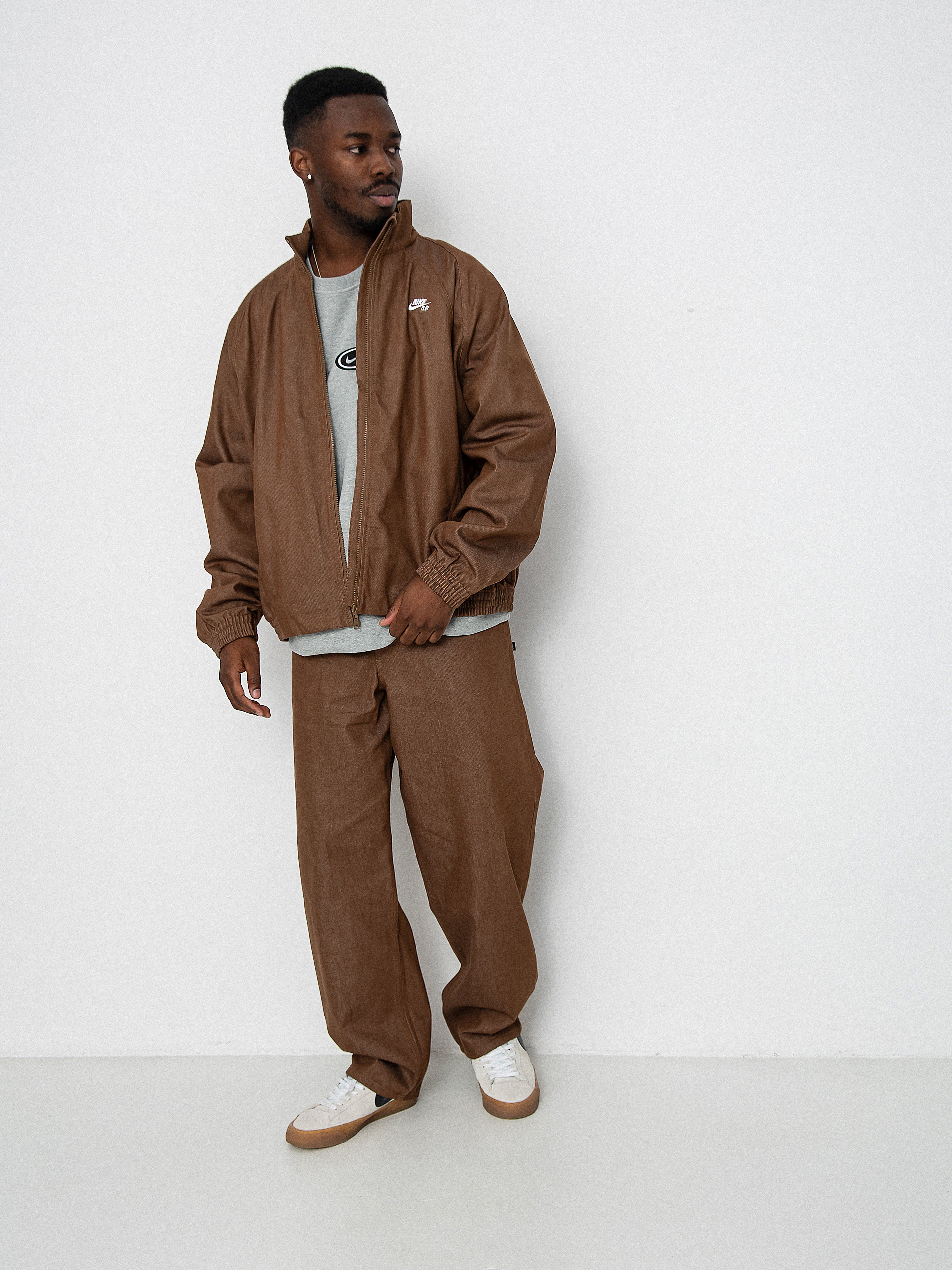 Geacă Nike SB Denim FZ Trak (mosswood brown/white)