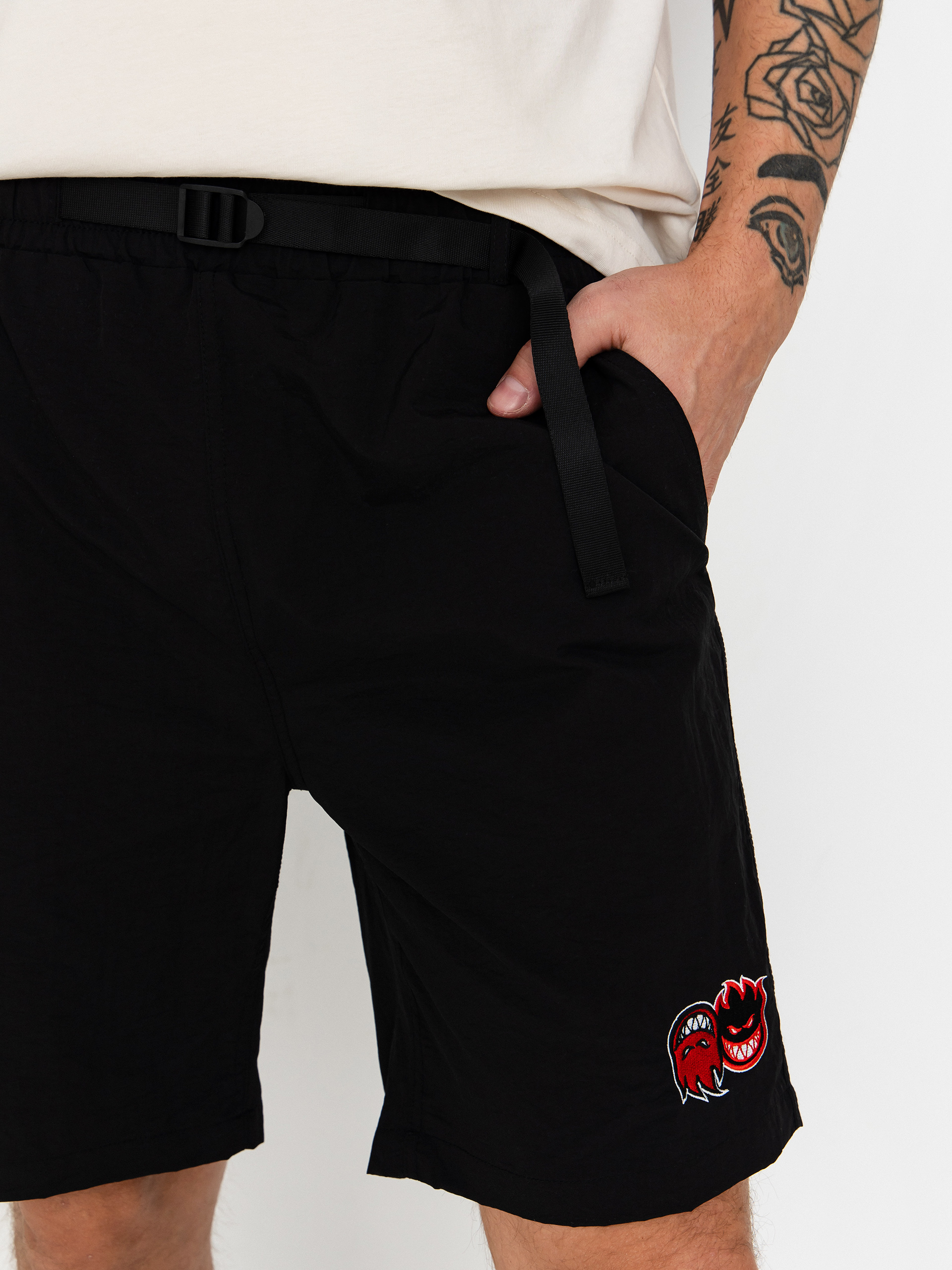 Pantaloni scurți Spitfire Eternal (black w/red white&black embroidery)