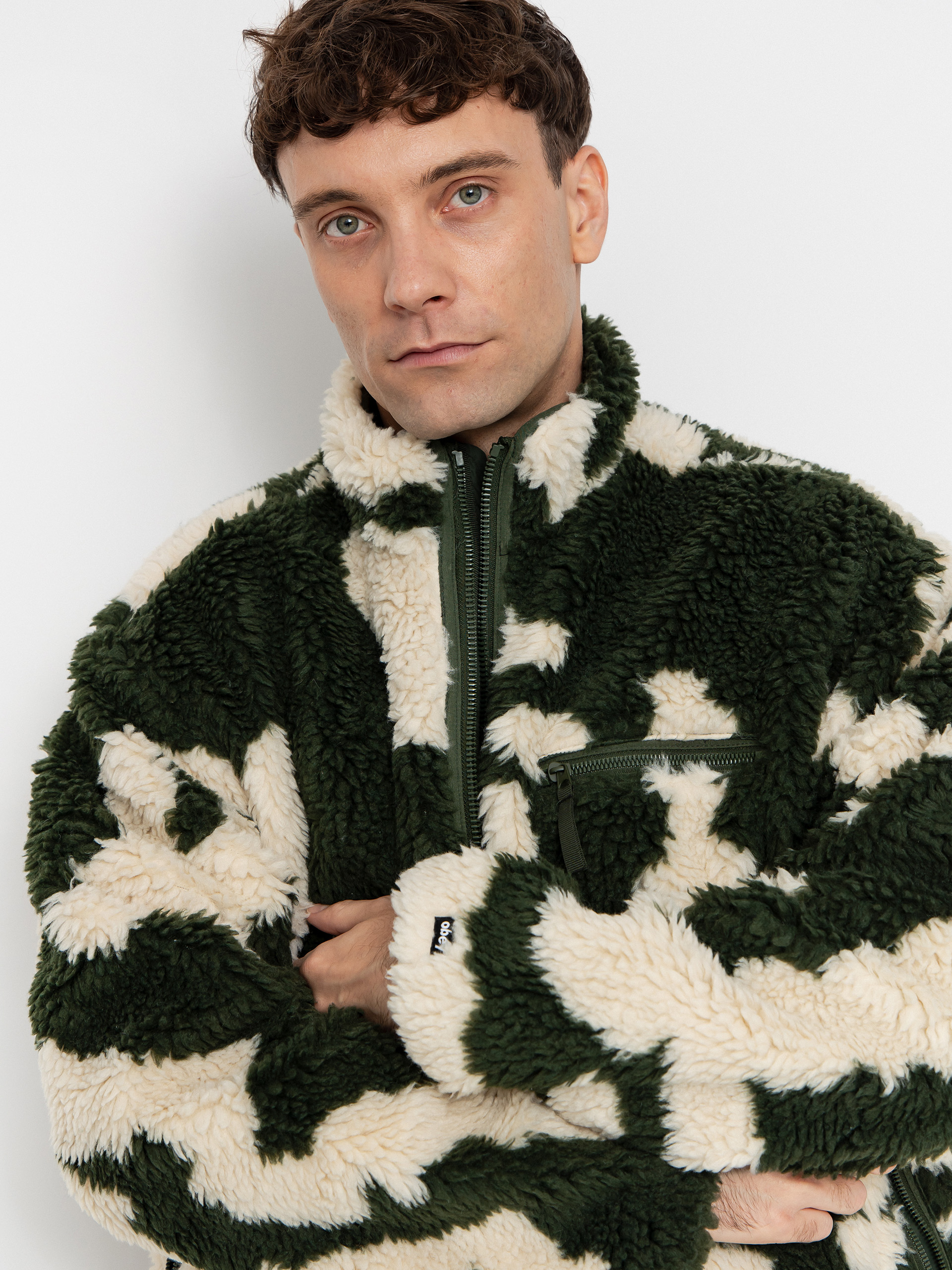 Pentru bărbați Hanorac din fleece OBEY Obey Shaggy Sherpa (kombu green multi)