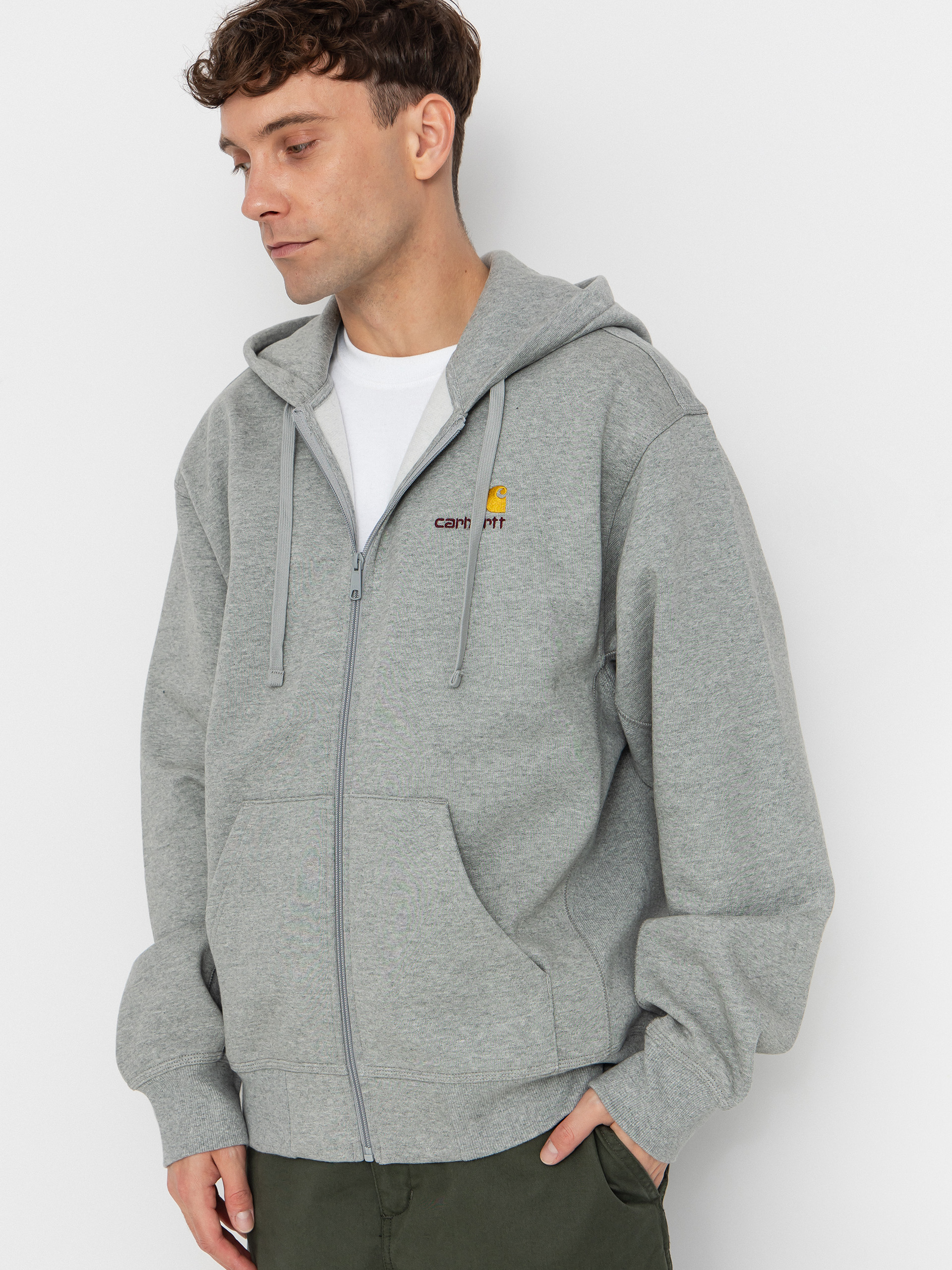 Hanorac cu glugu0103 Carhartt WIP American Script ZHD (grey heather)