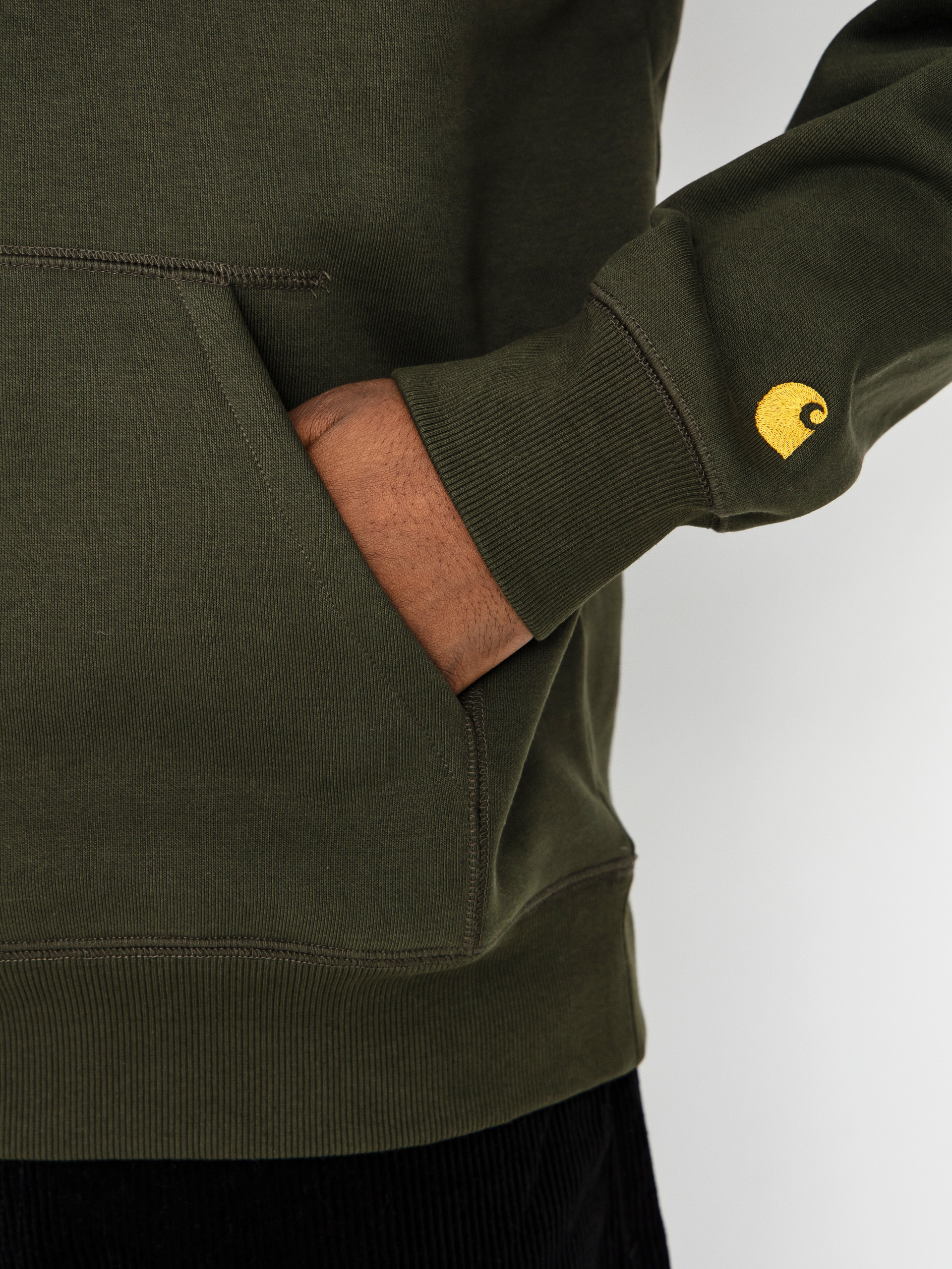 Hanorac cu glugă Carhartt WIP Chase HD (olive/gold)