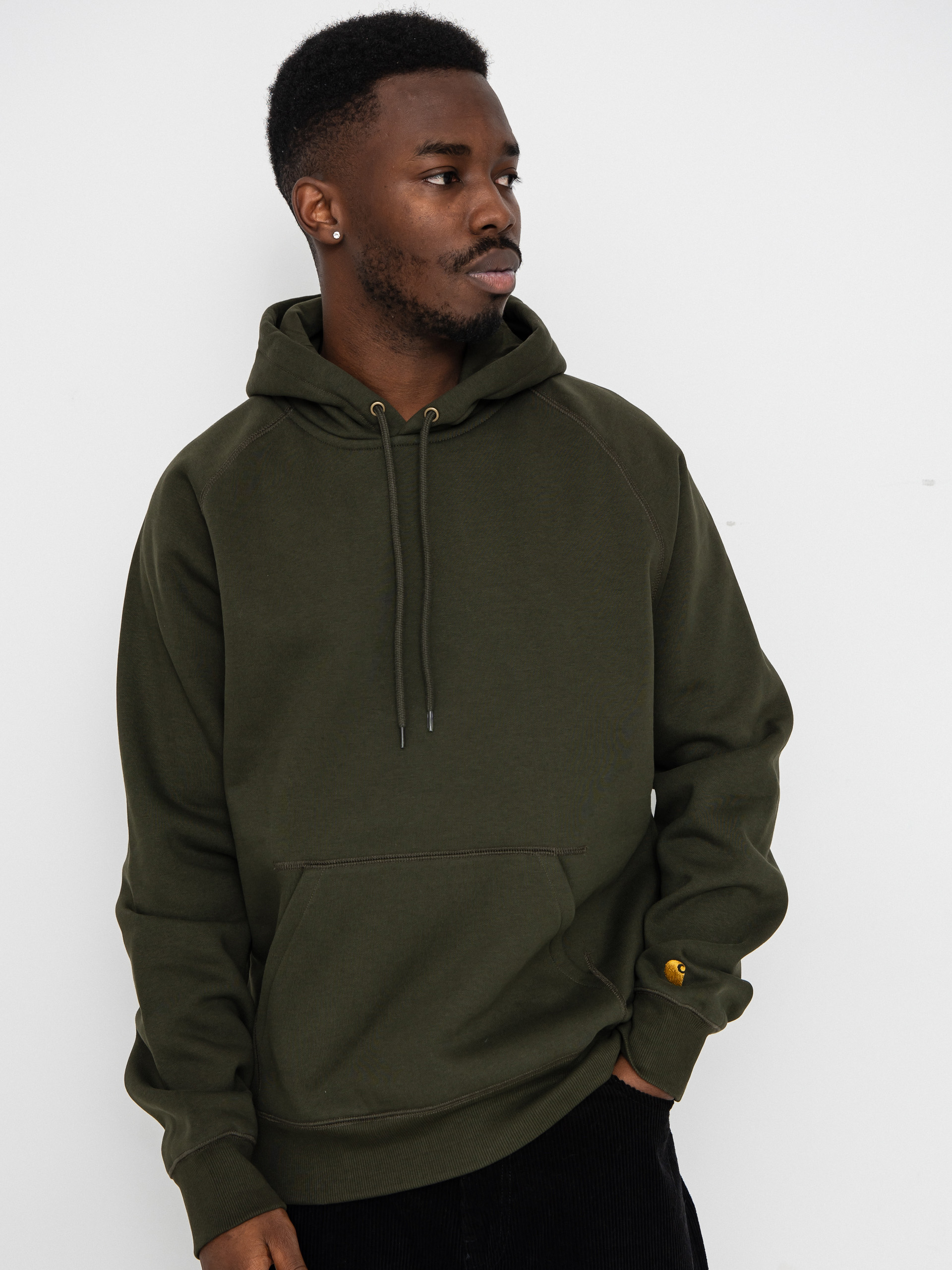 Hanorac cu glugă Carhartt WIP Chase HD (olive/gold)